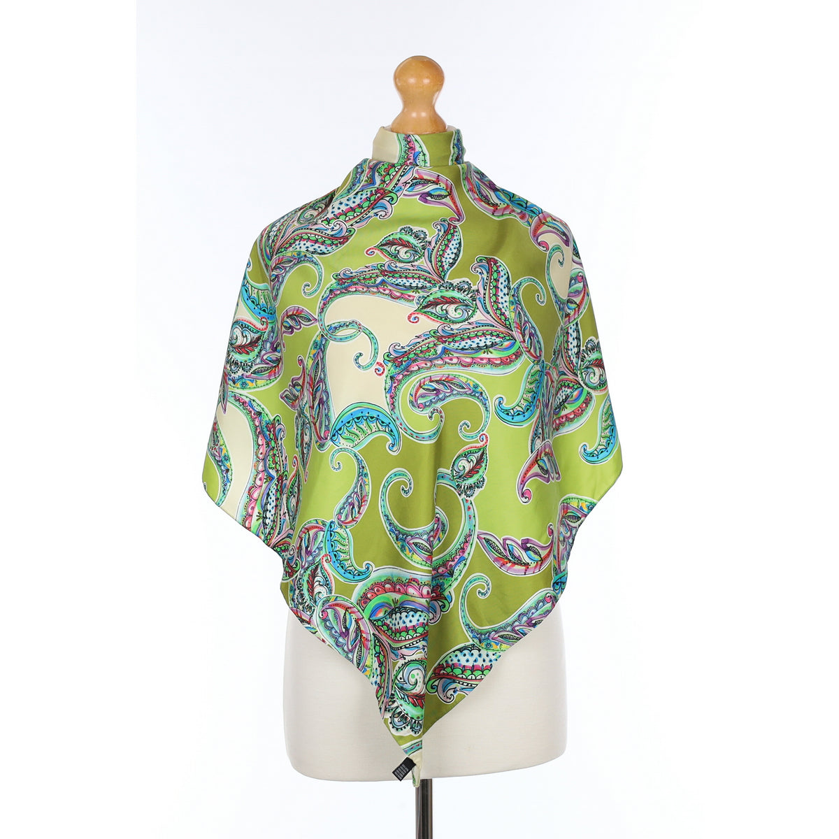 Green Paisley Silk Scarf