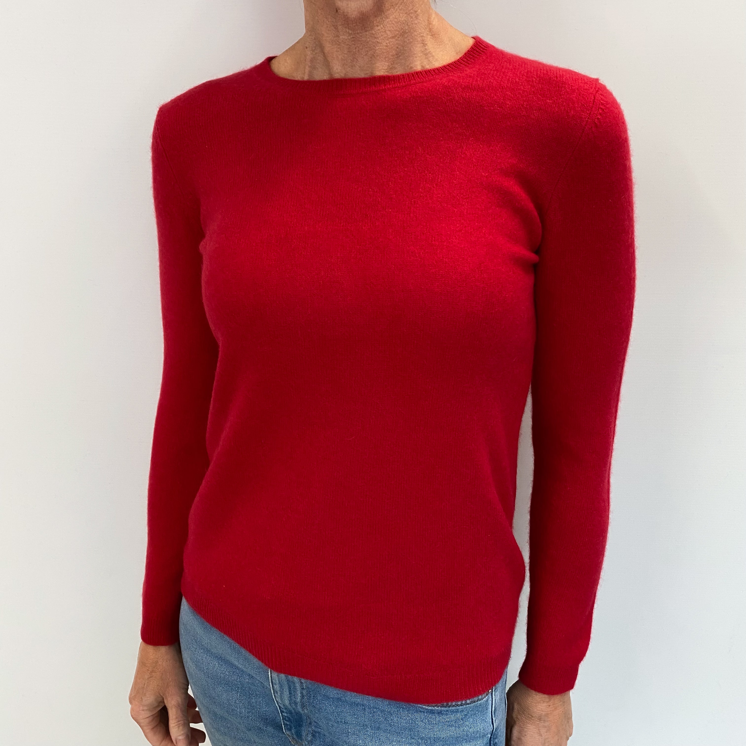 Crimson Red Cashmere Crew Neck Jumper Small