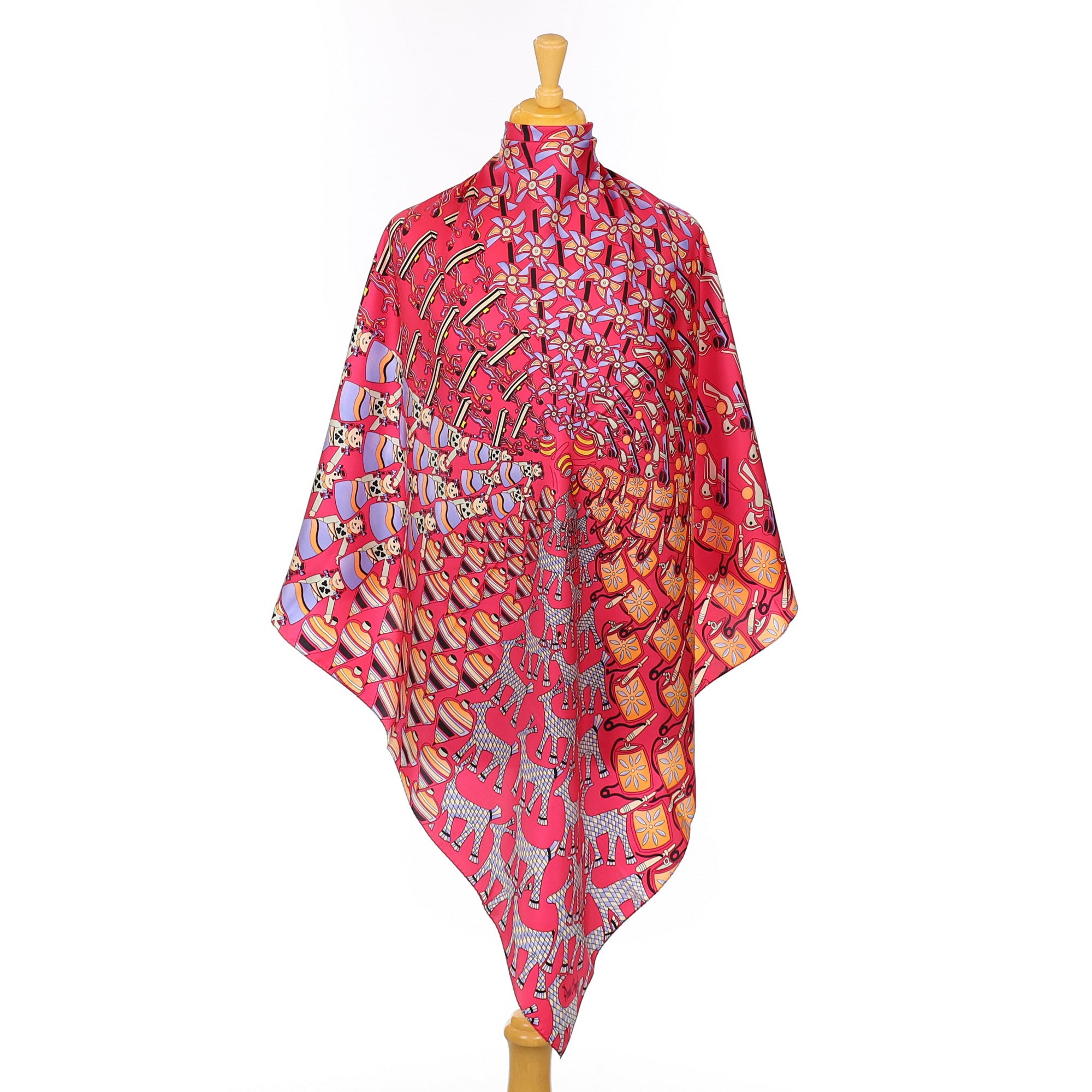 Pineda Covalin Pink Patterned Silk Scarf