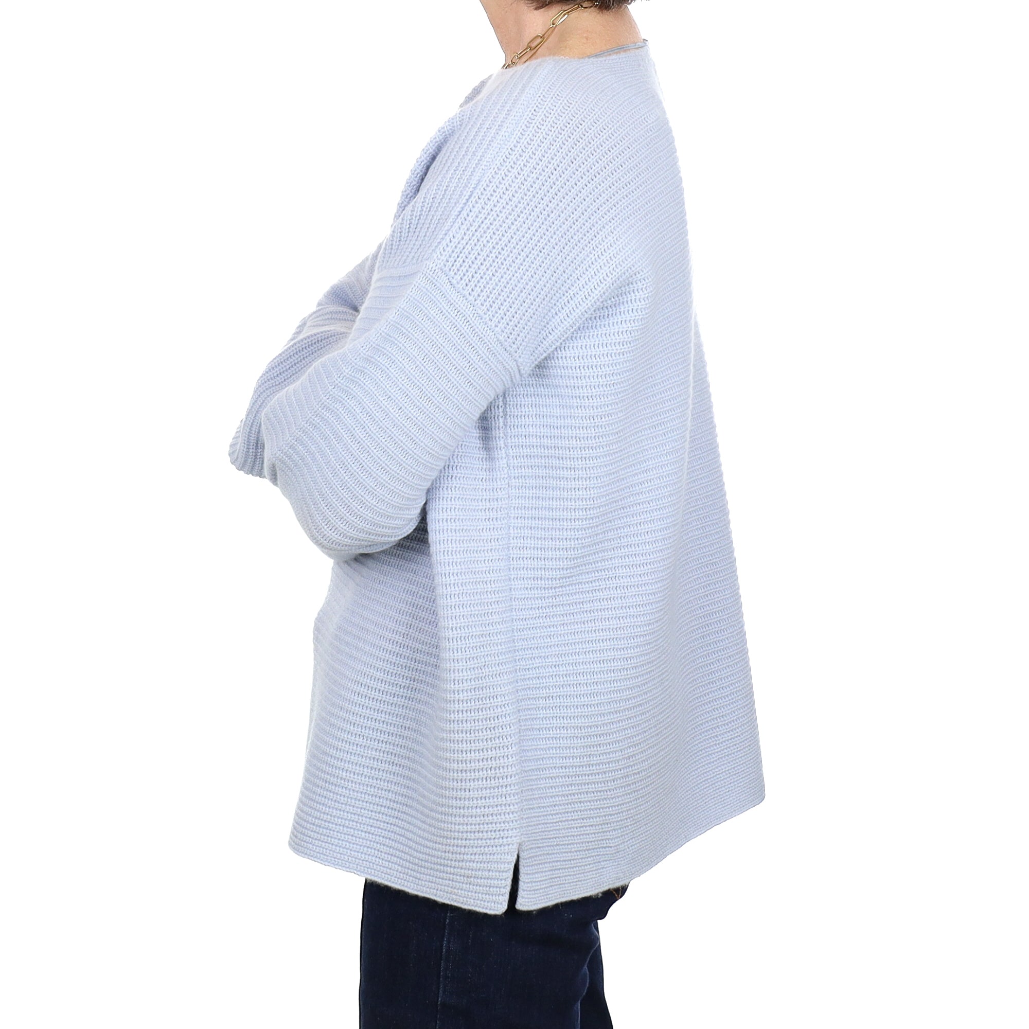 Powder Blue Cashmere Slash Neck Jumper Medium