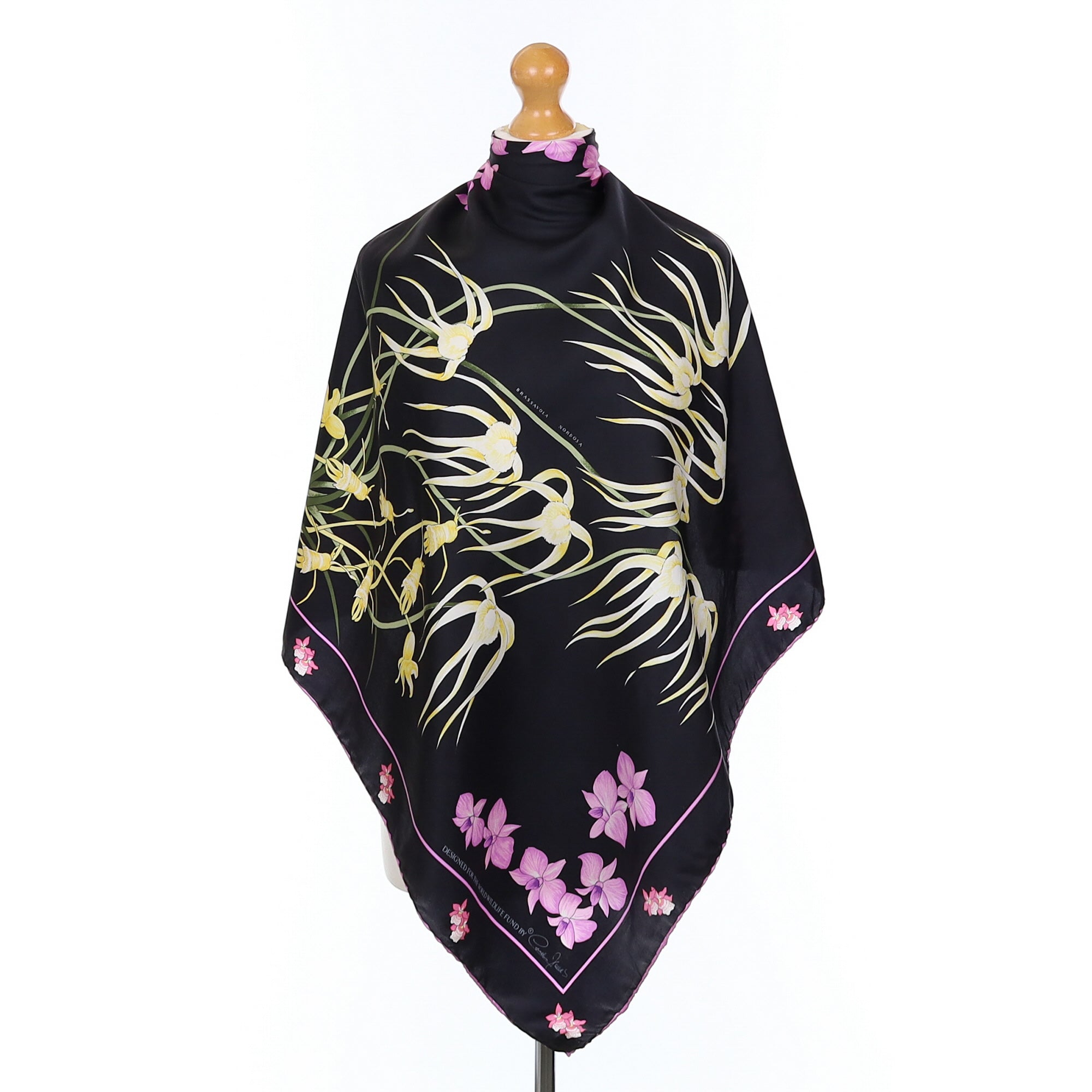Cornelia James Black Floral Silk Scarf