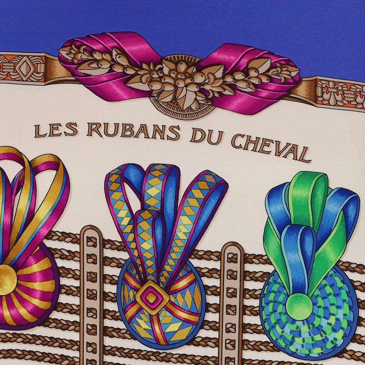 Quite Rare Hermès Les Rubans Du Cheval Silk Scarf