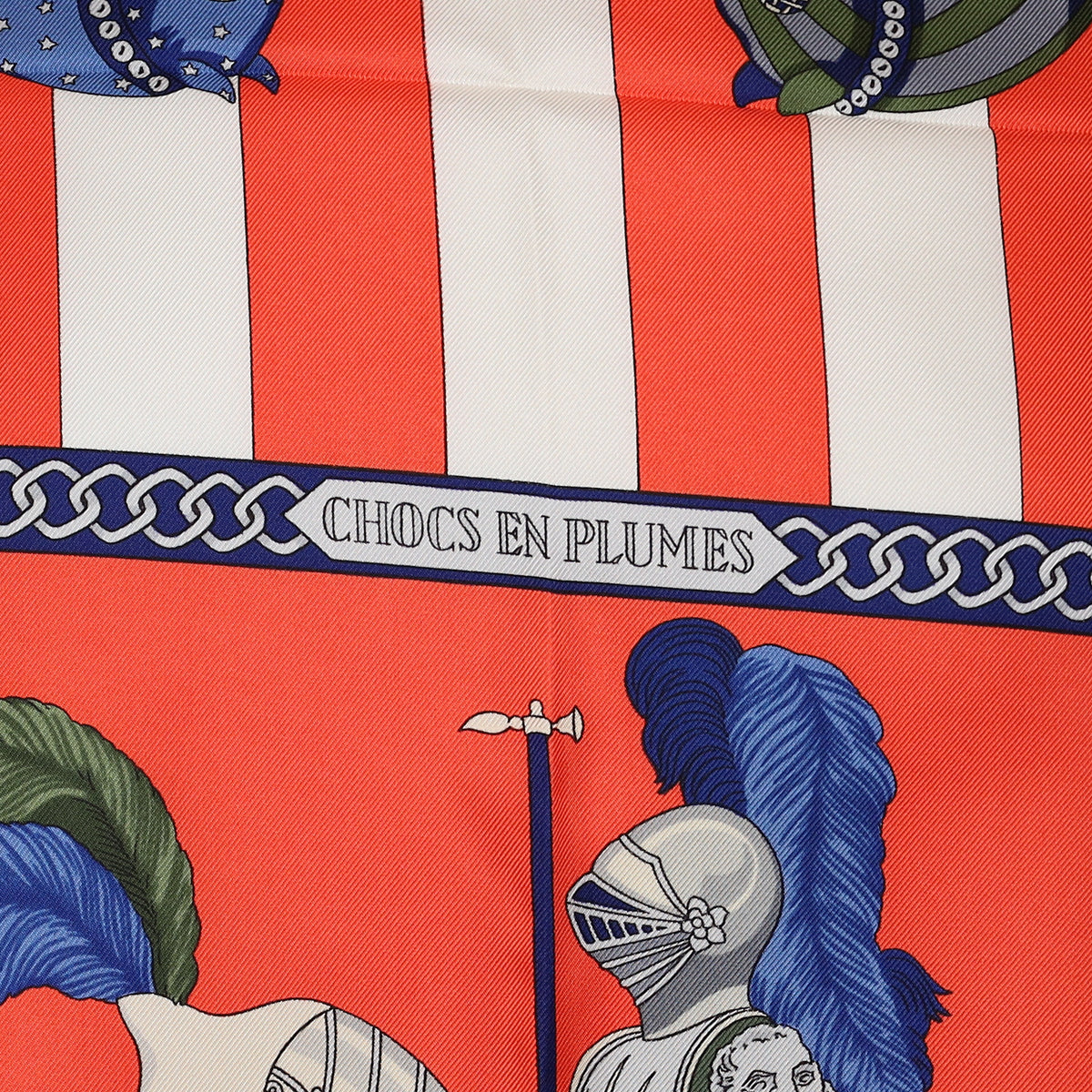 Brand New Boxed Hermès Chocs en Plumes Silk Scarf