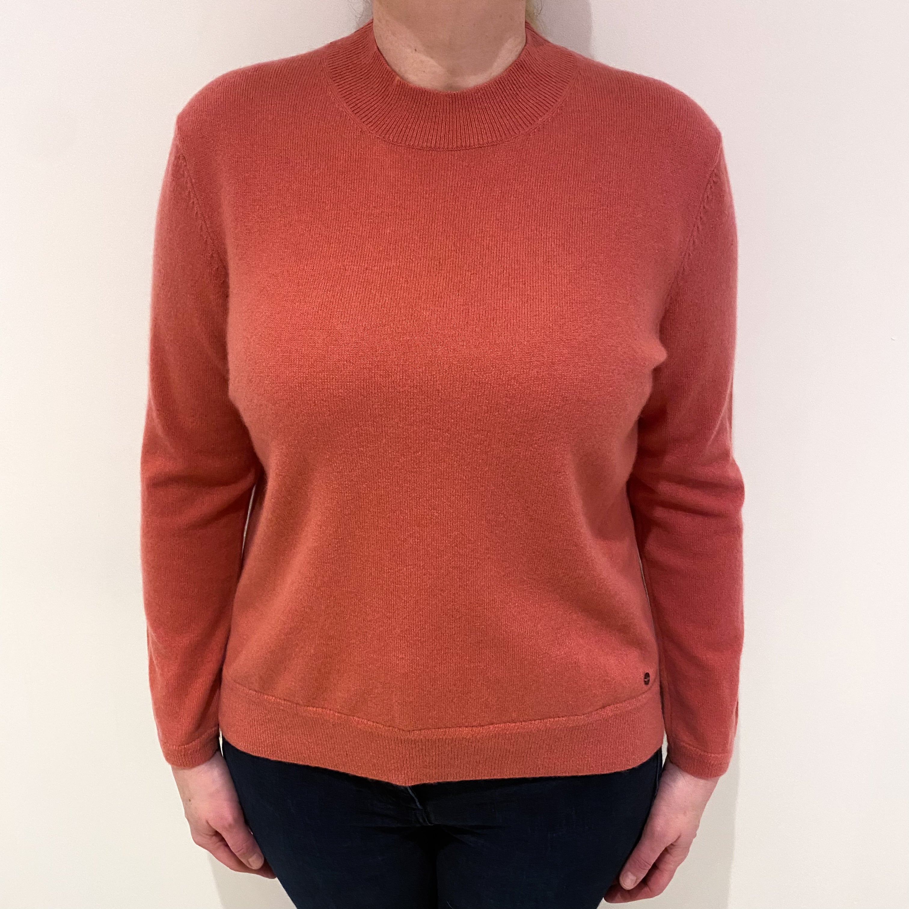 Terracotta Pink Cashmere Turtle Neck Jumper Large