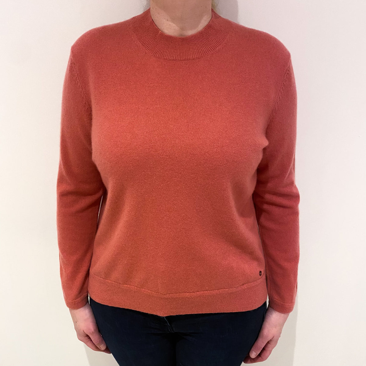 Terracotta Pink Cashmere Turtle Neck Jumper Large