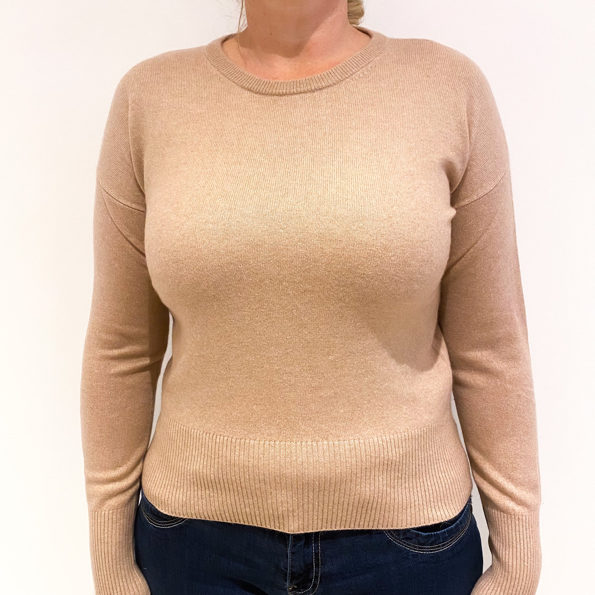 Blush Pink Cashmere Crew Neck Jumper Large