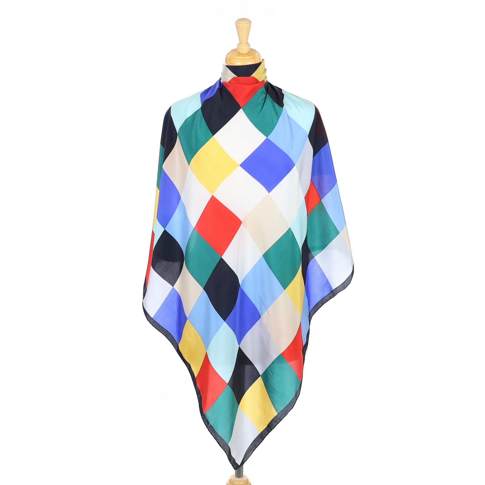 Loredano Colourful Checked Vintage Silk Scarf