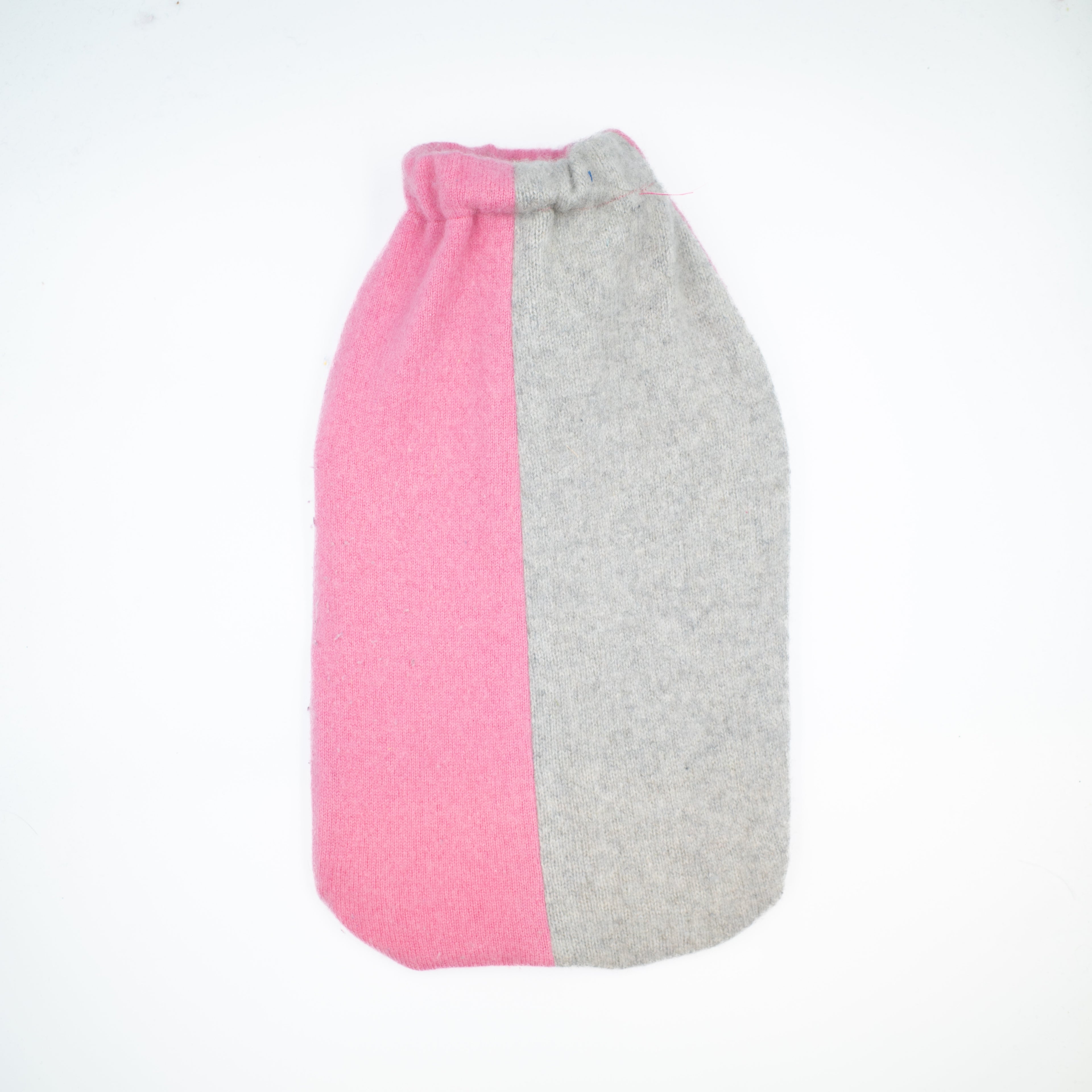 Flamingo Pink and Pale Grey Cashmere Large Hot Water Bottle