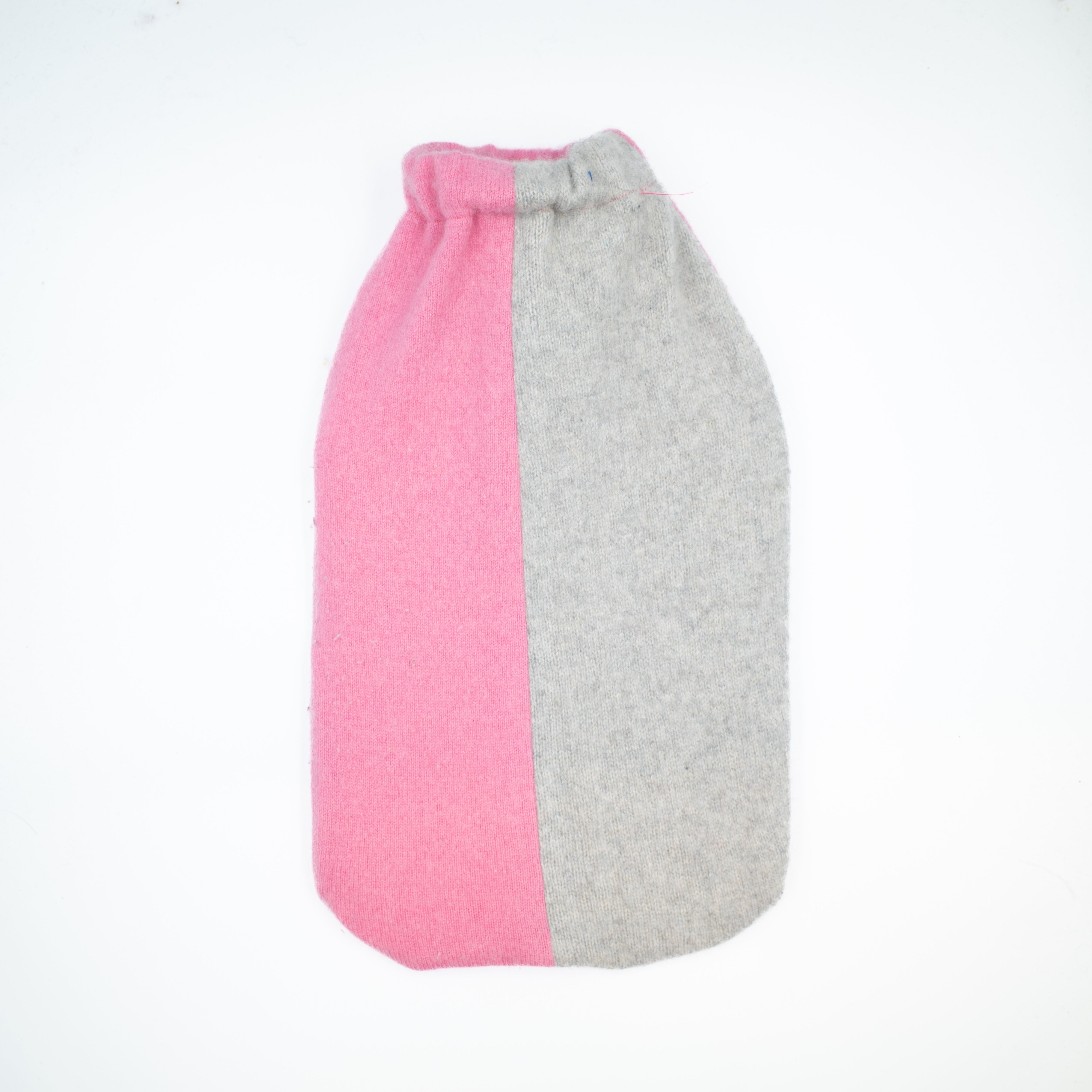 Flamingo Pink and Pale Grey Cashmere Large Hot Water Bottle