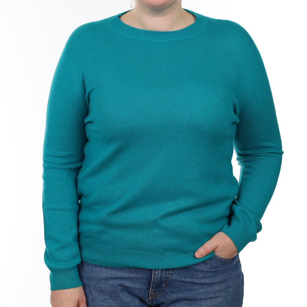 Turquoise Green Cashmere Crew Neck Jumper Large