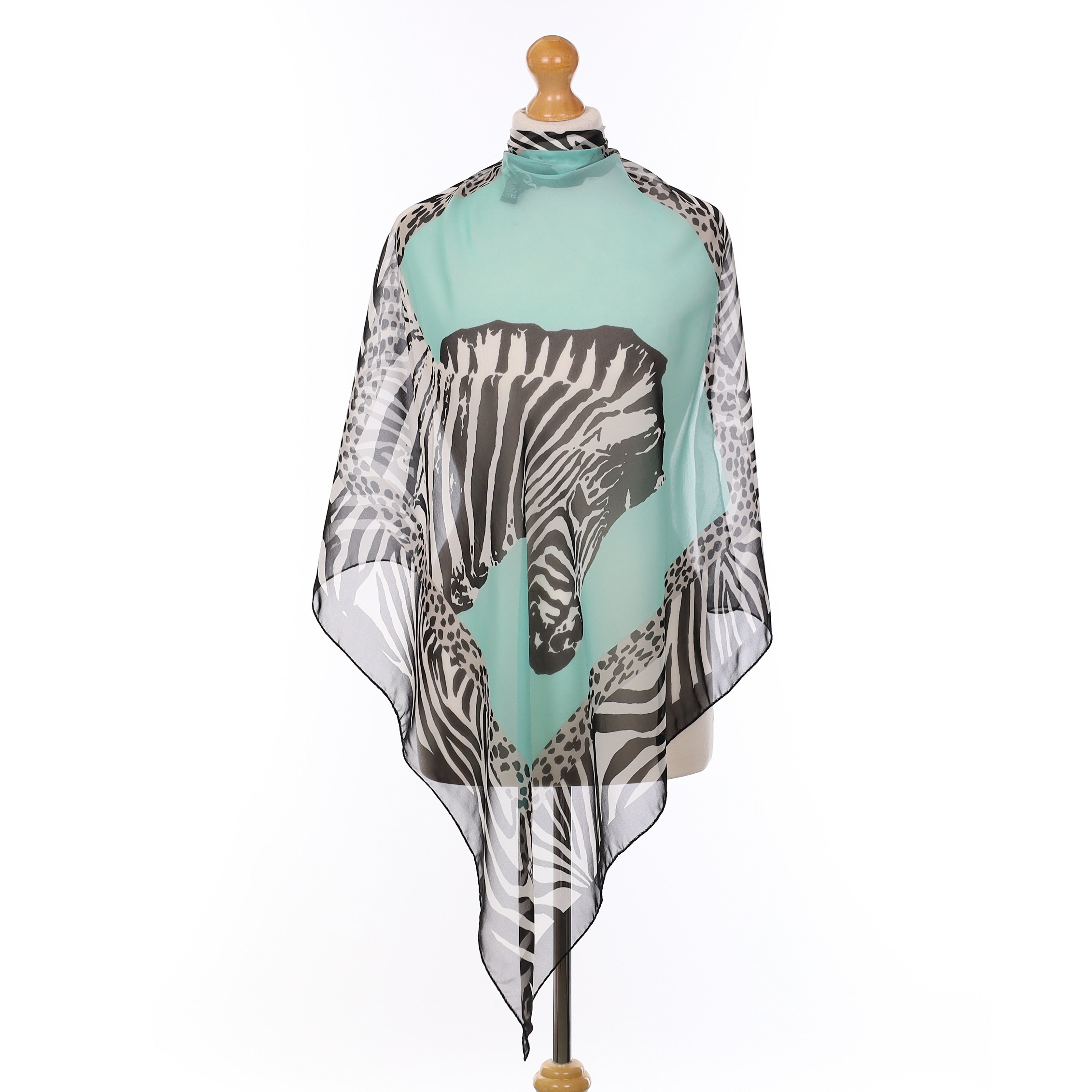 Brand New Timney Zebra Design Silk Scarf
