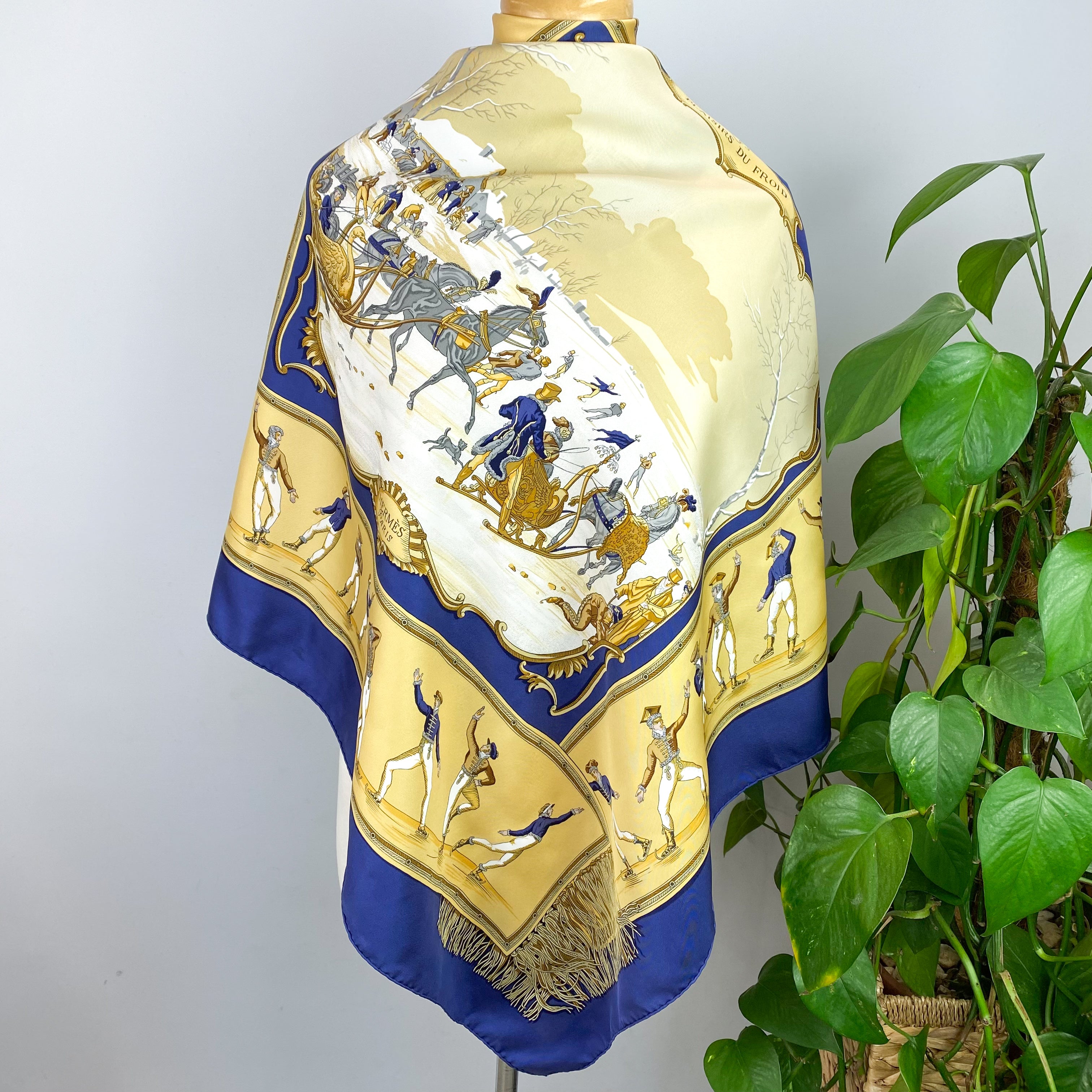 Boxed Hermés Plaisirs du Froid Vintage Silk Scarf