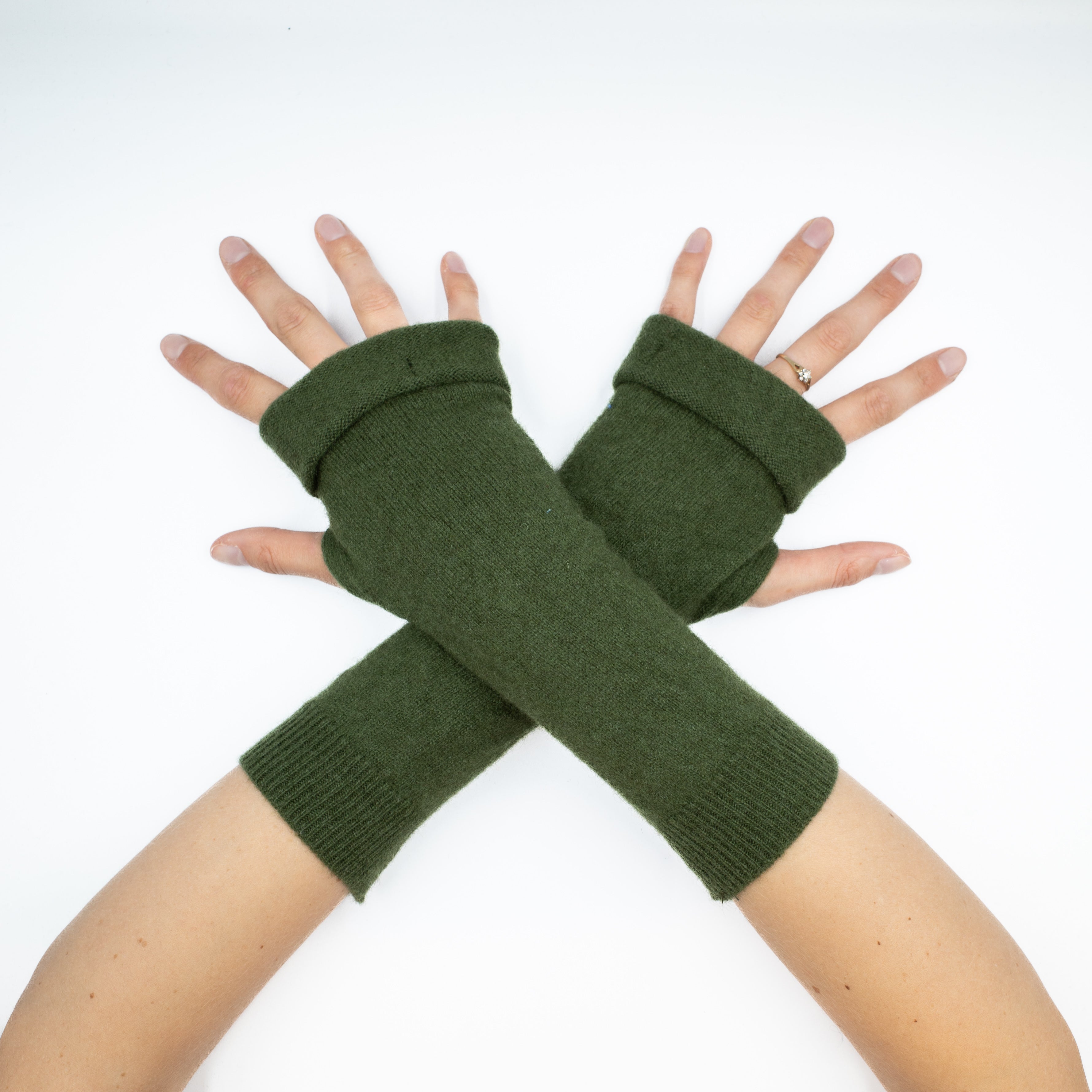 Hunter Green Fingerless Gloves