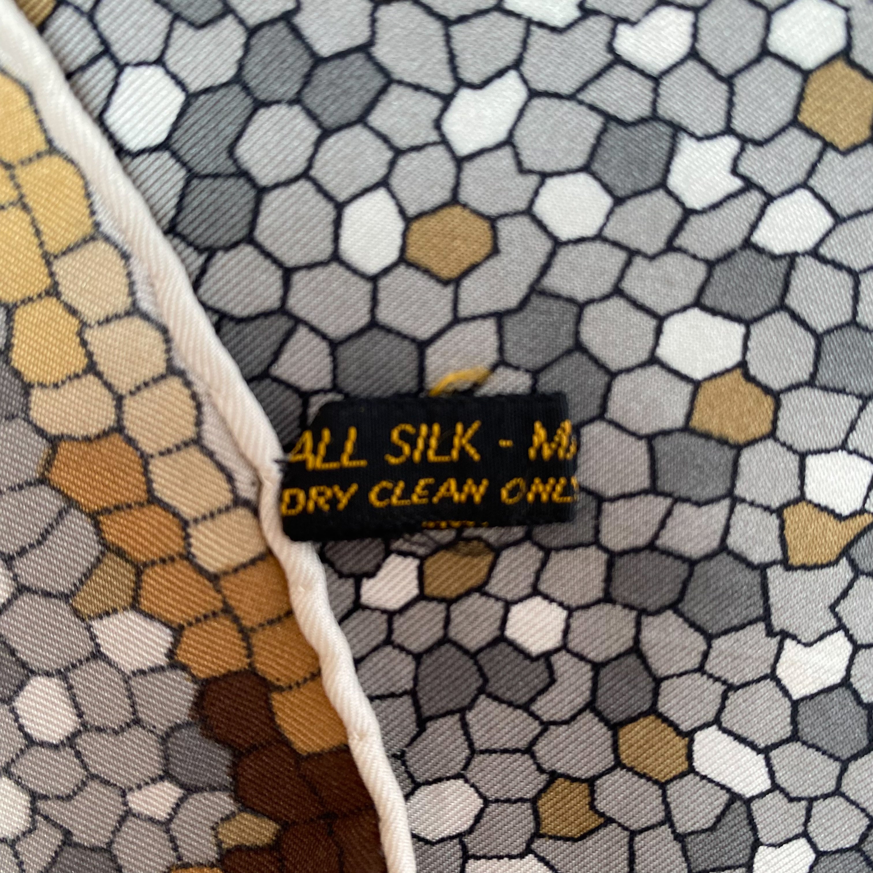 Italian Dragon Mosaic Effect Vintage Silk Scarf