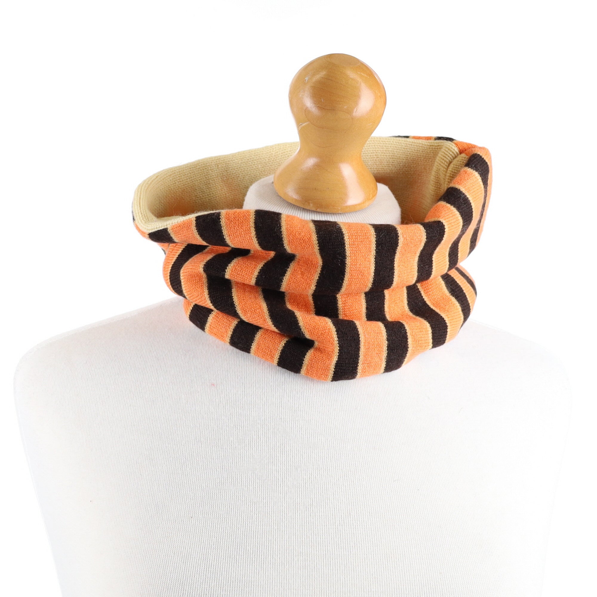 Pumpkin Orange Striped and Palest Yellow Neck Warmer Warmer