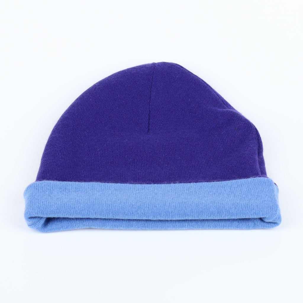 Indigo and Tanzanite Blue Reversible Cashmere Beanie Hat