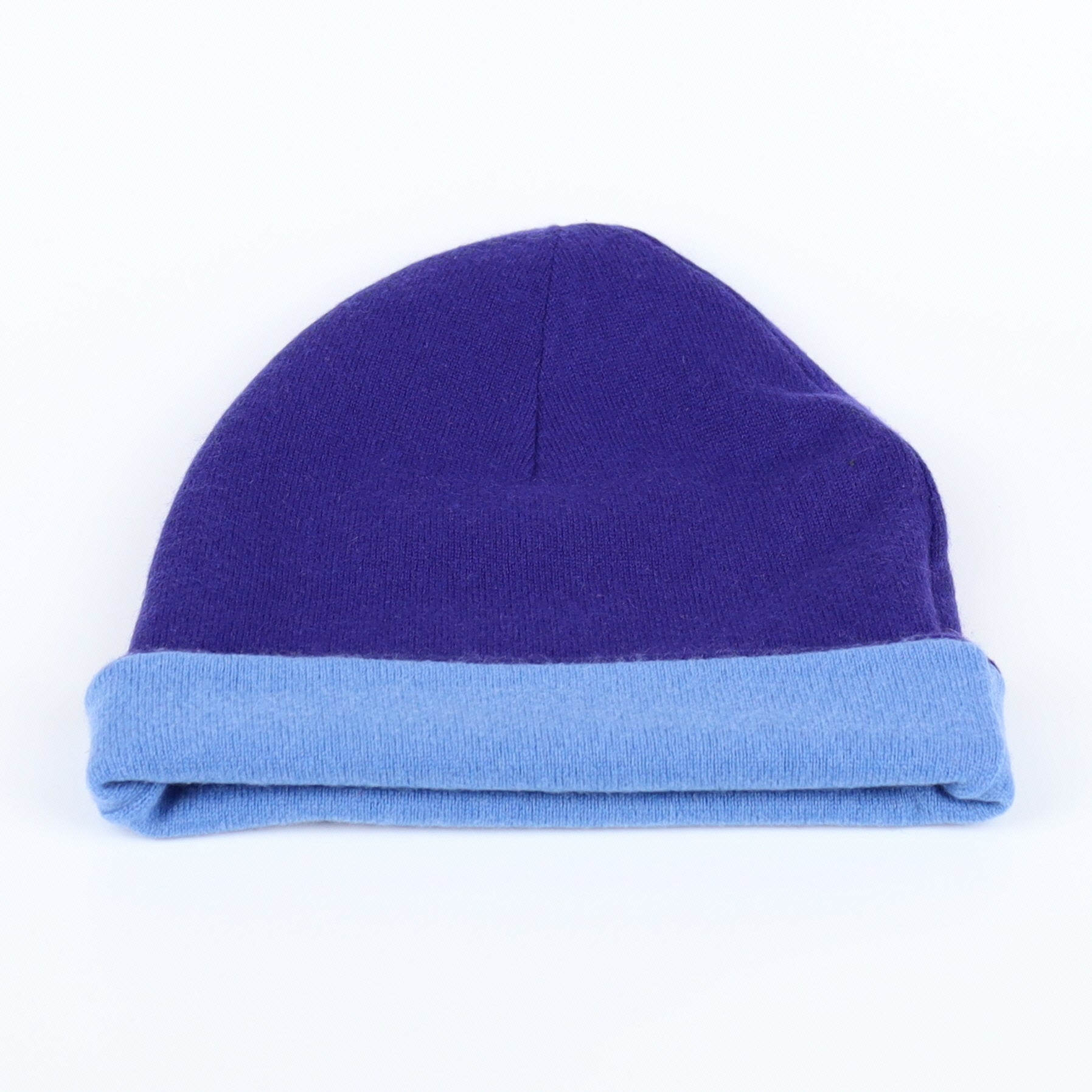 Indigo and Tanzanite Blue Reversible Cashmere Beanie Hat
