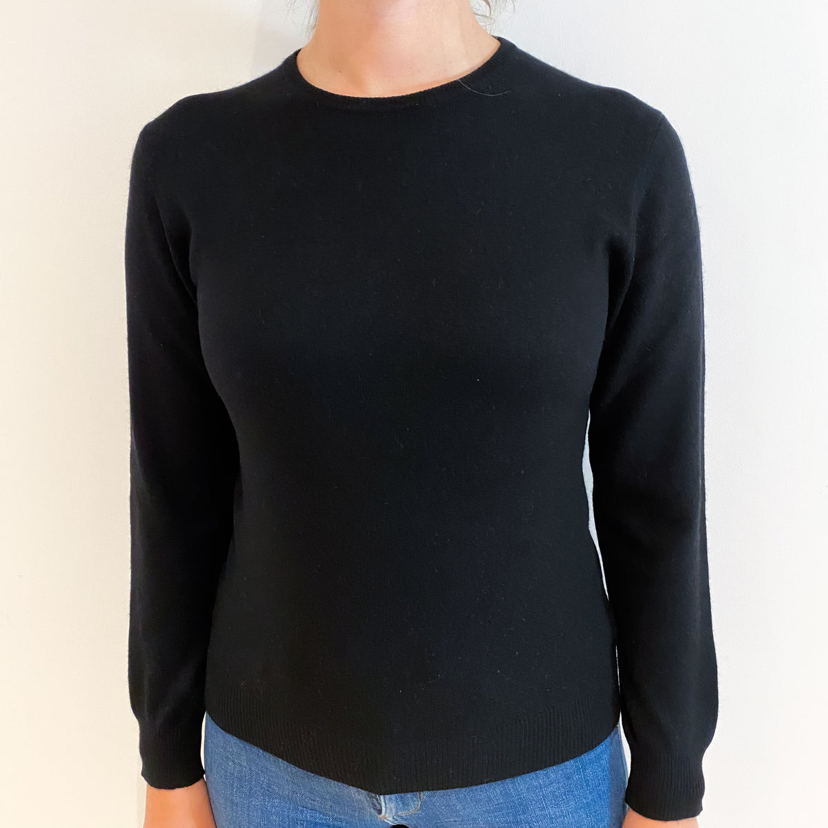 Black Cashmere Crew Neck Jumper Small