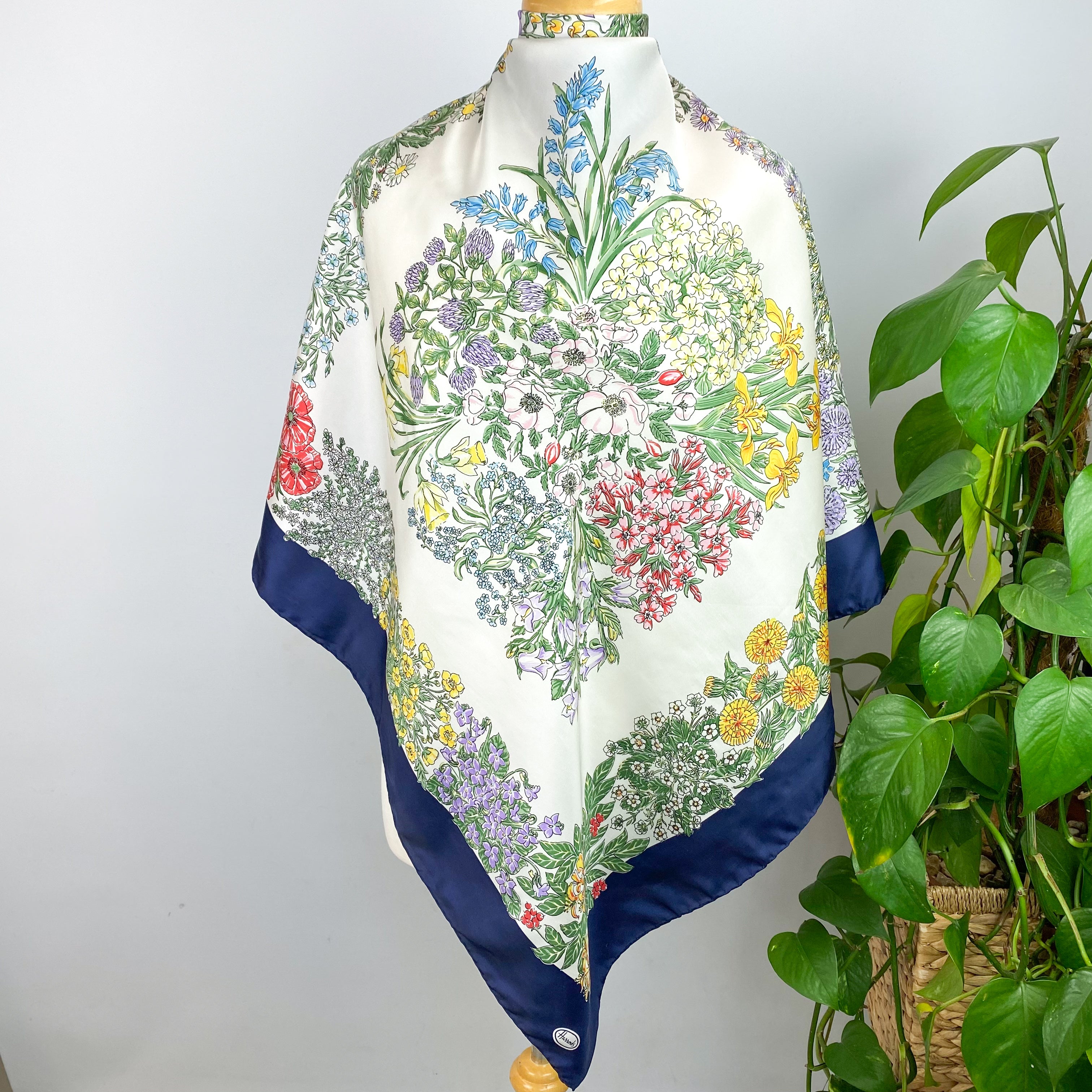Harrods Vintage Floral Silk Scarf