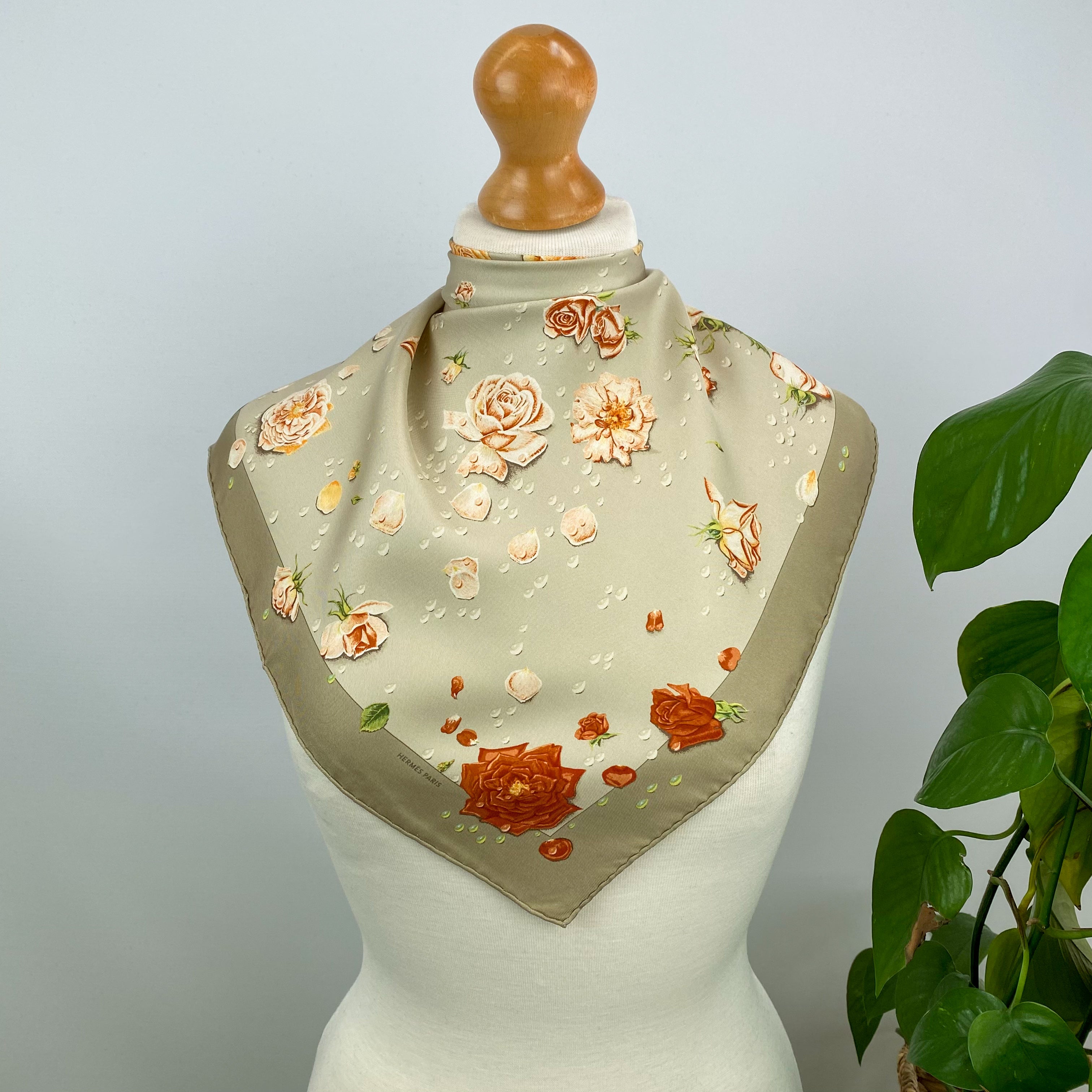 Pristine Hermès Small Floral Silk Scarf
