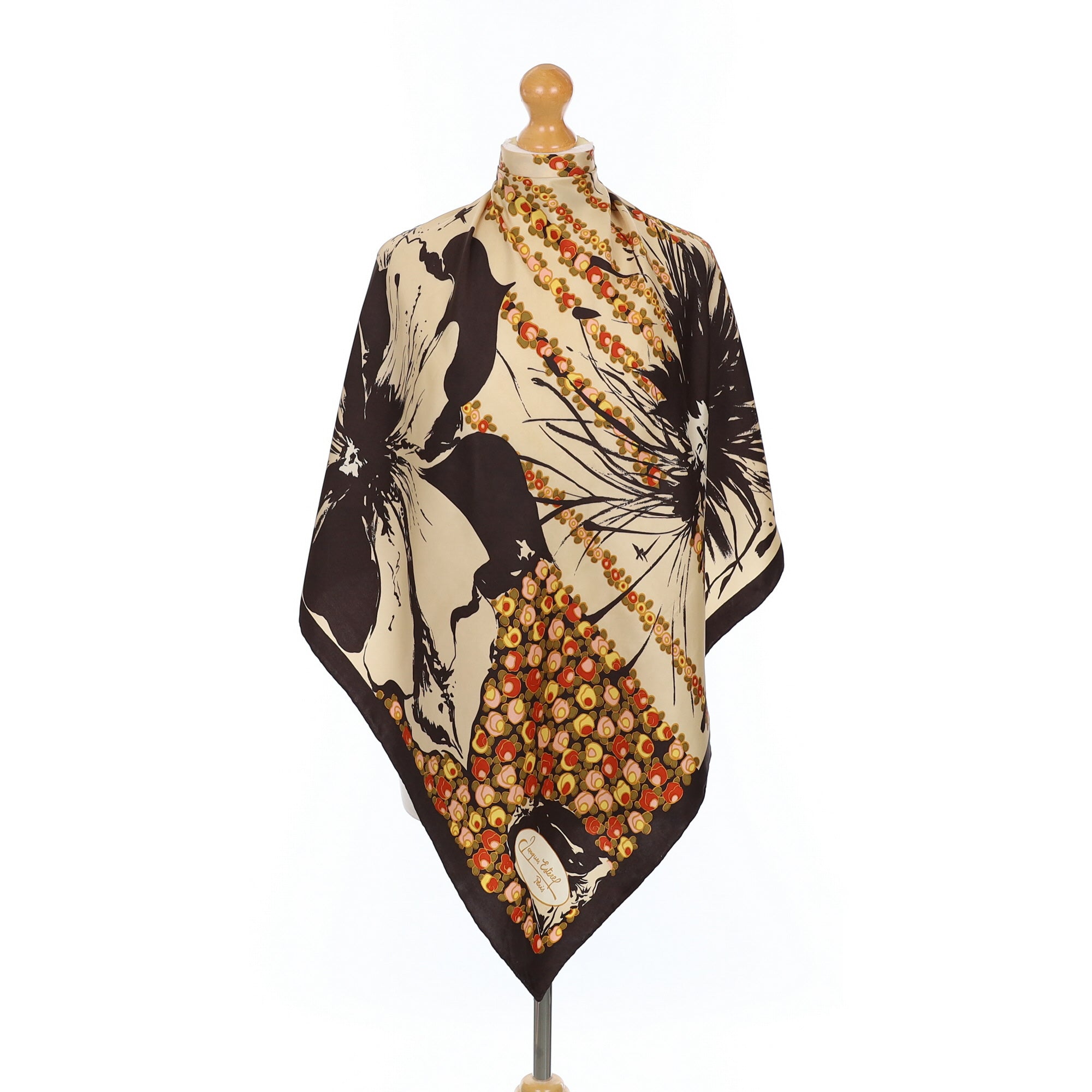 1970’s Jacques Esterel Abstract Floral Vintage Silk Scarf