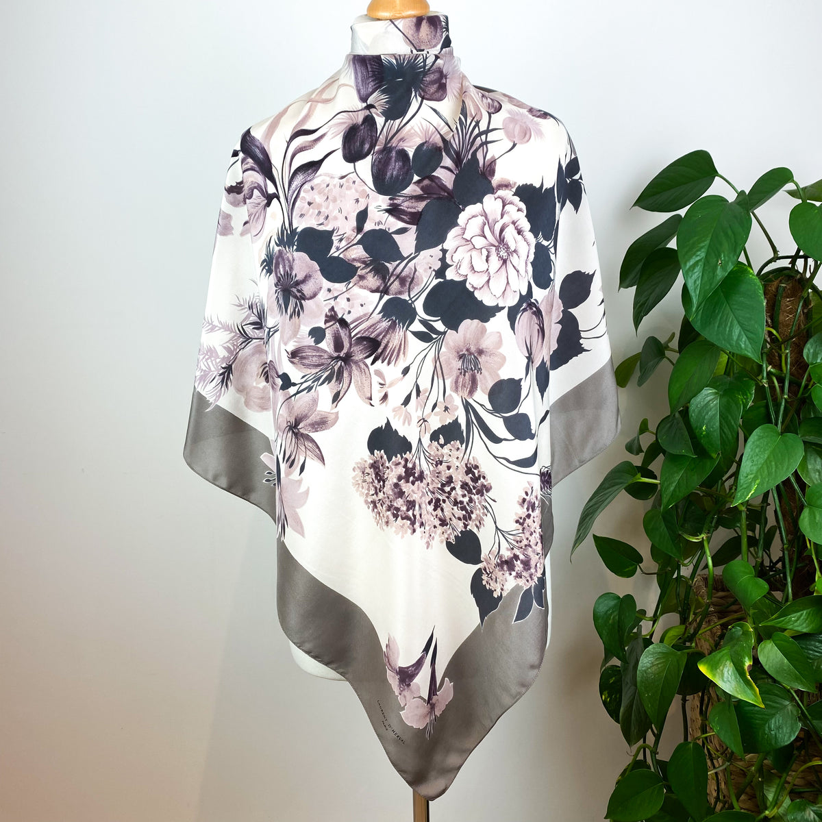Muted Floral French Vintage Silk Scarf