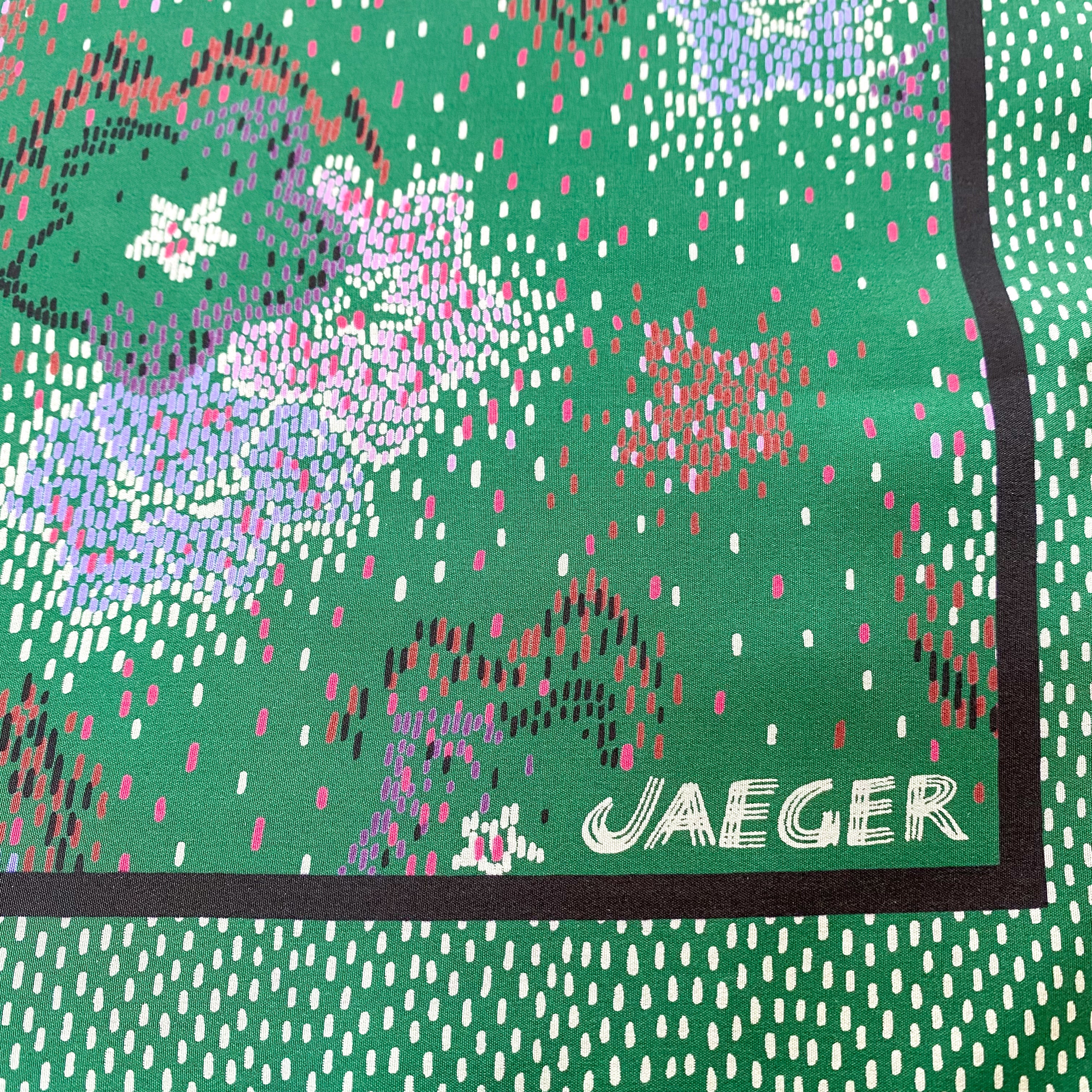 Vintage Green Jaeger Silk Scarf