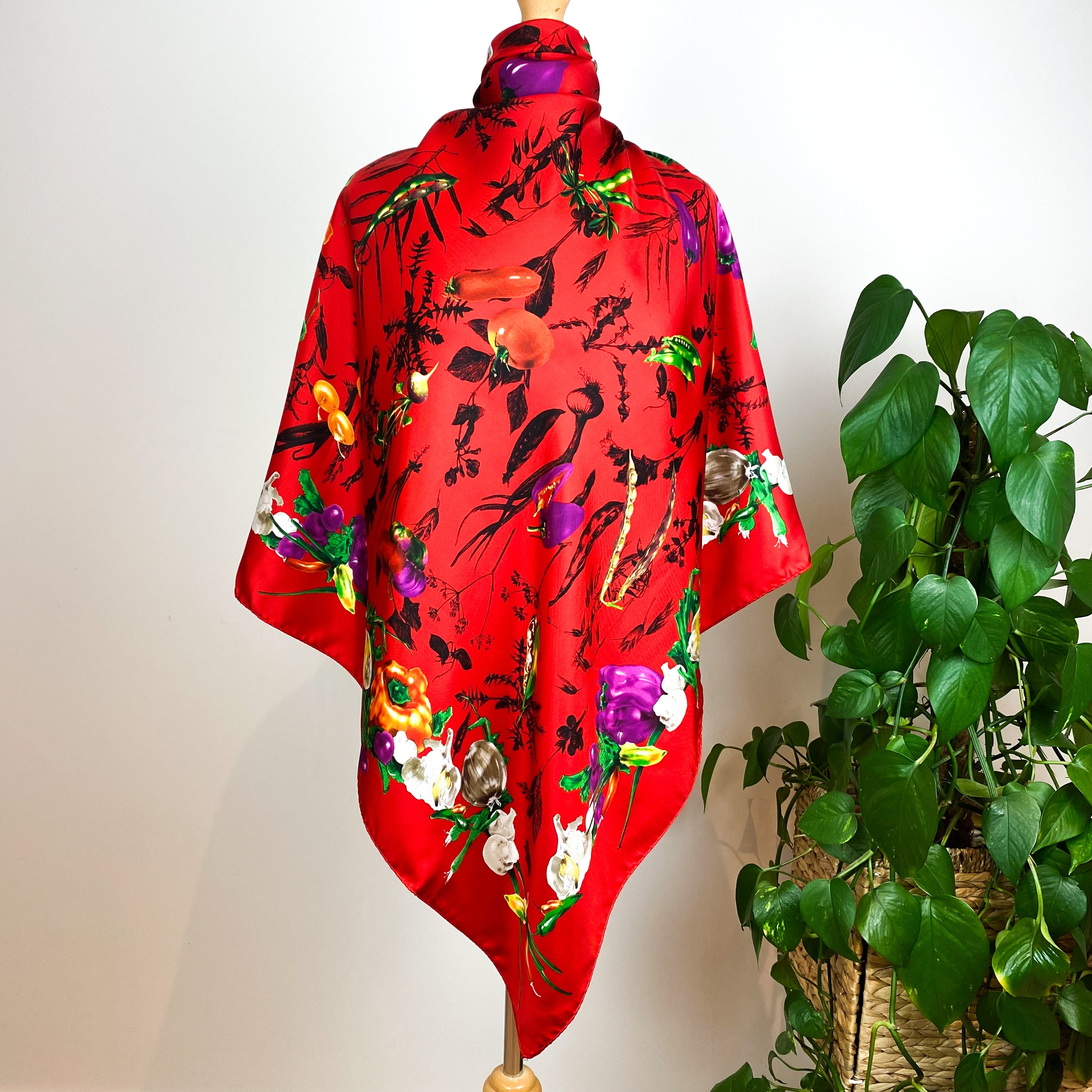 Striking Vegetable Design Italian Silk Scarf