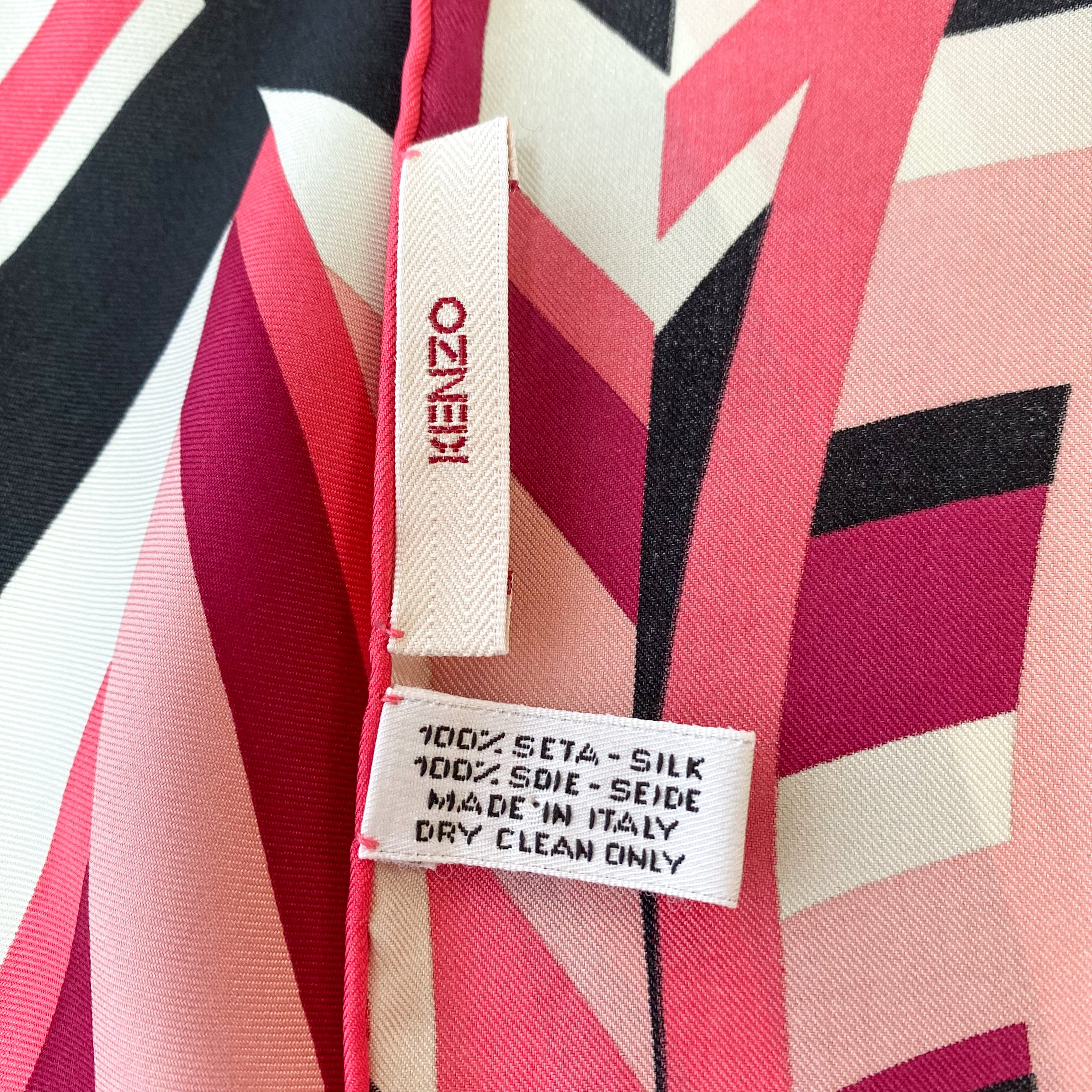 Abstract Pink Kenzo Silk Scarf