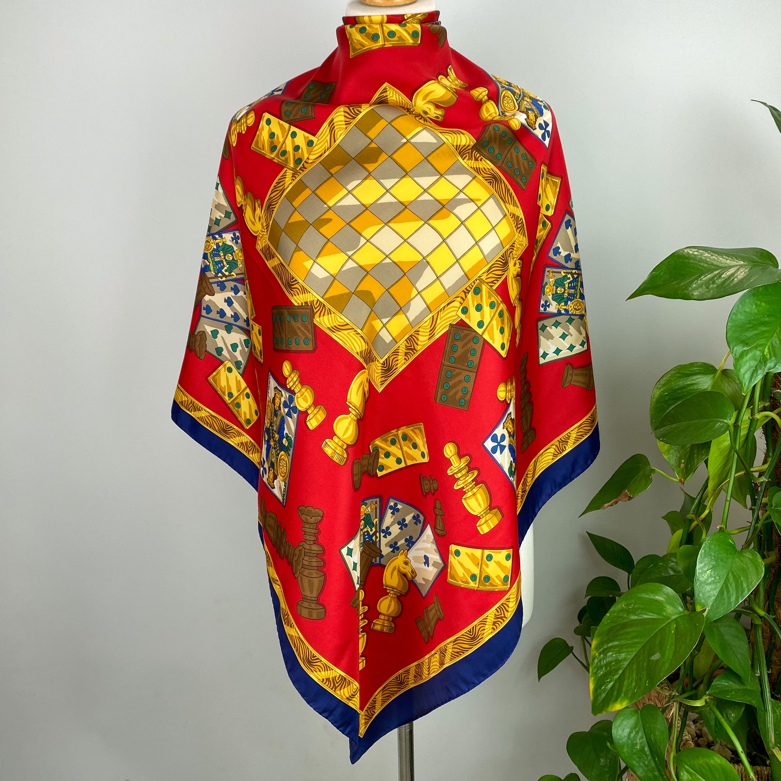 Traditional Games Design Red Silk Scarf