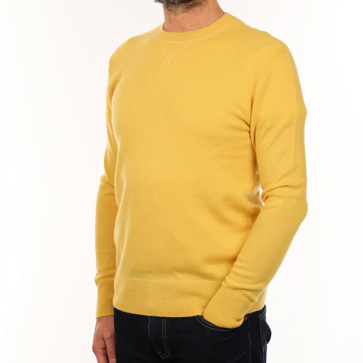 Men's Pineapple Yellow Cashmere Sweatshirt Style Crew Neck Jumper Small