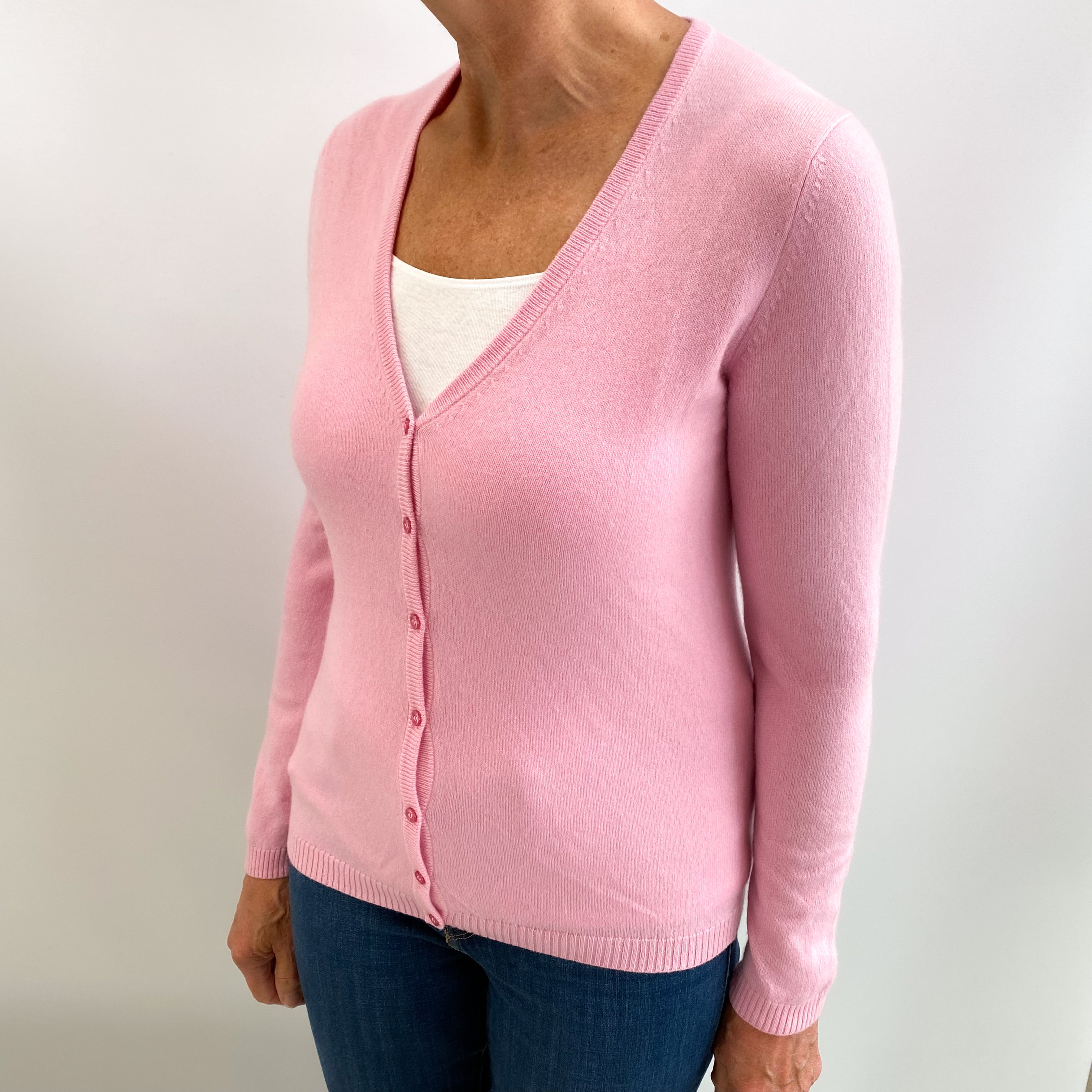 Sugar Mouse Pink Cashmere V Neck Cardigan Medium