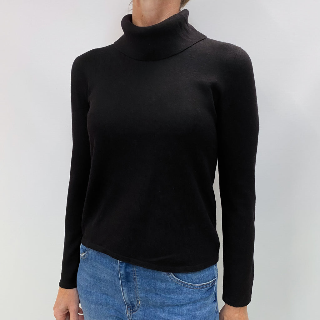 Black Cashmere Polo Neck Jumper Small