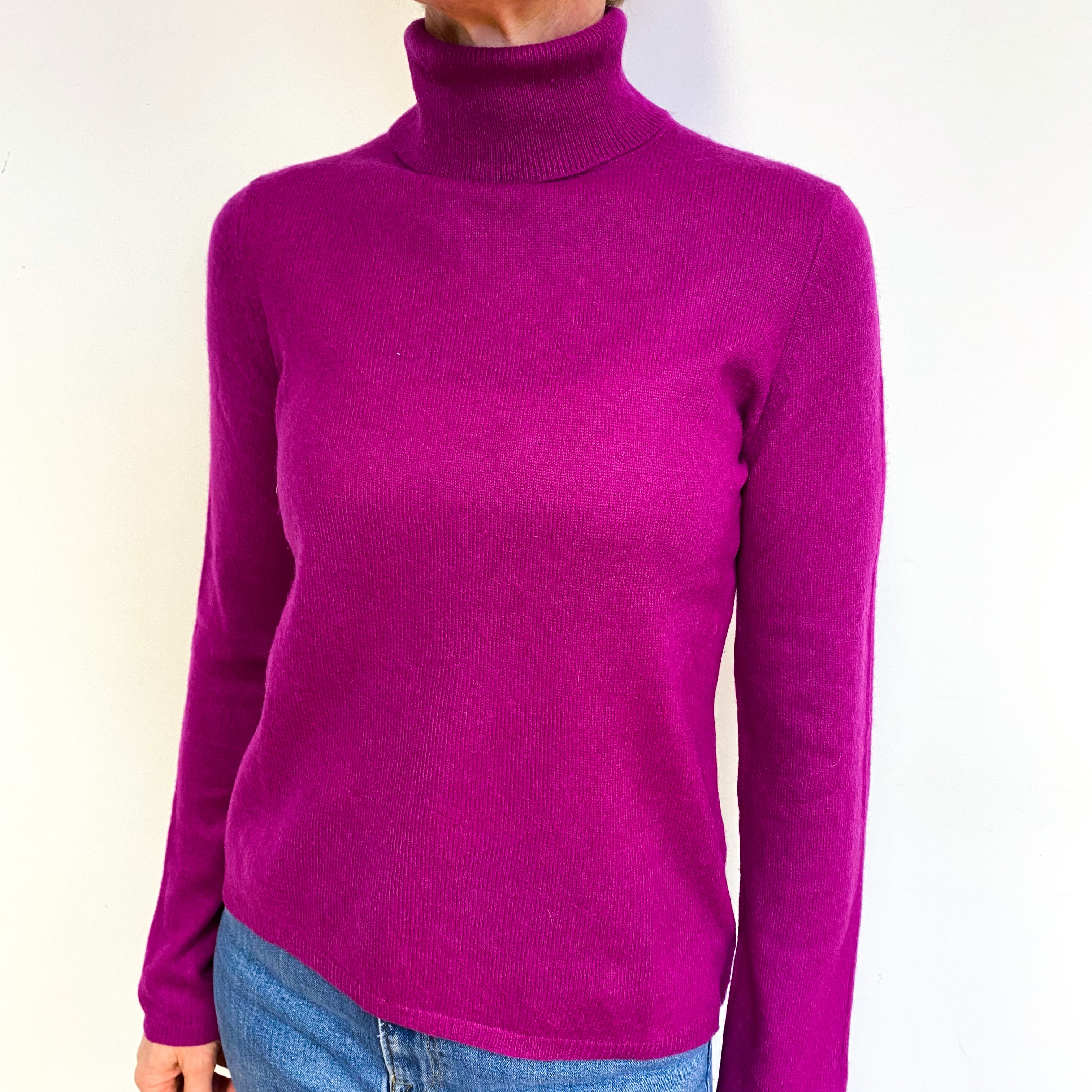 Magenta Cashmere Polo Neck Jumper Medium