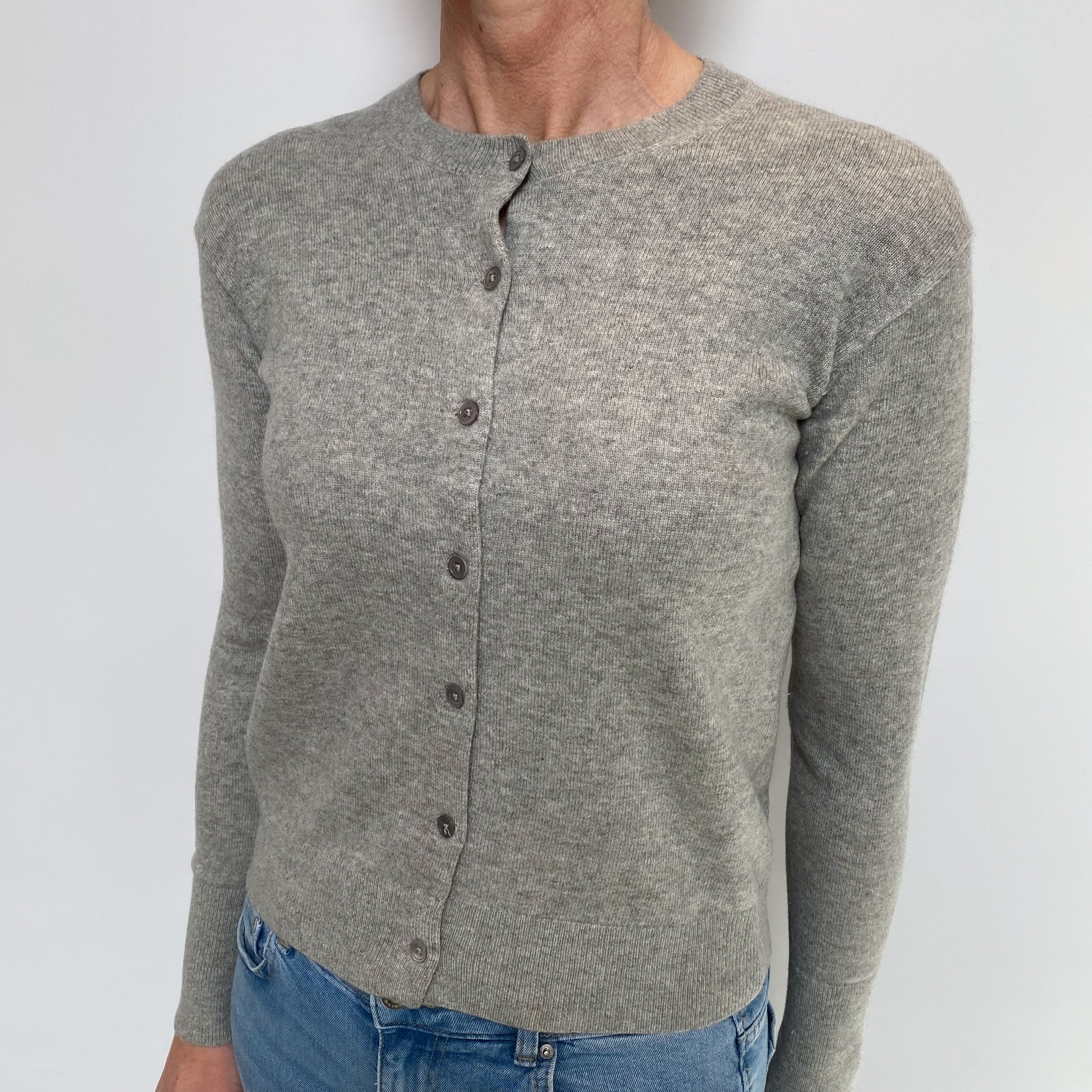 Everlane Smoke Grey Cashmere Crew Neck Cardigan Small
