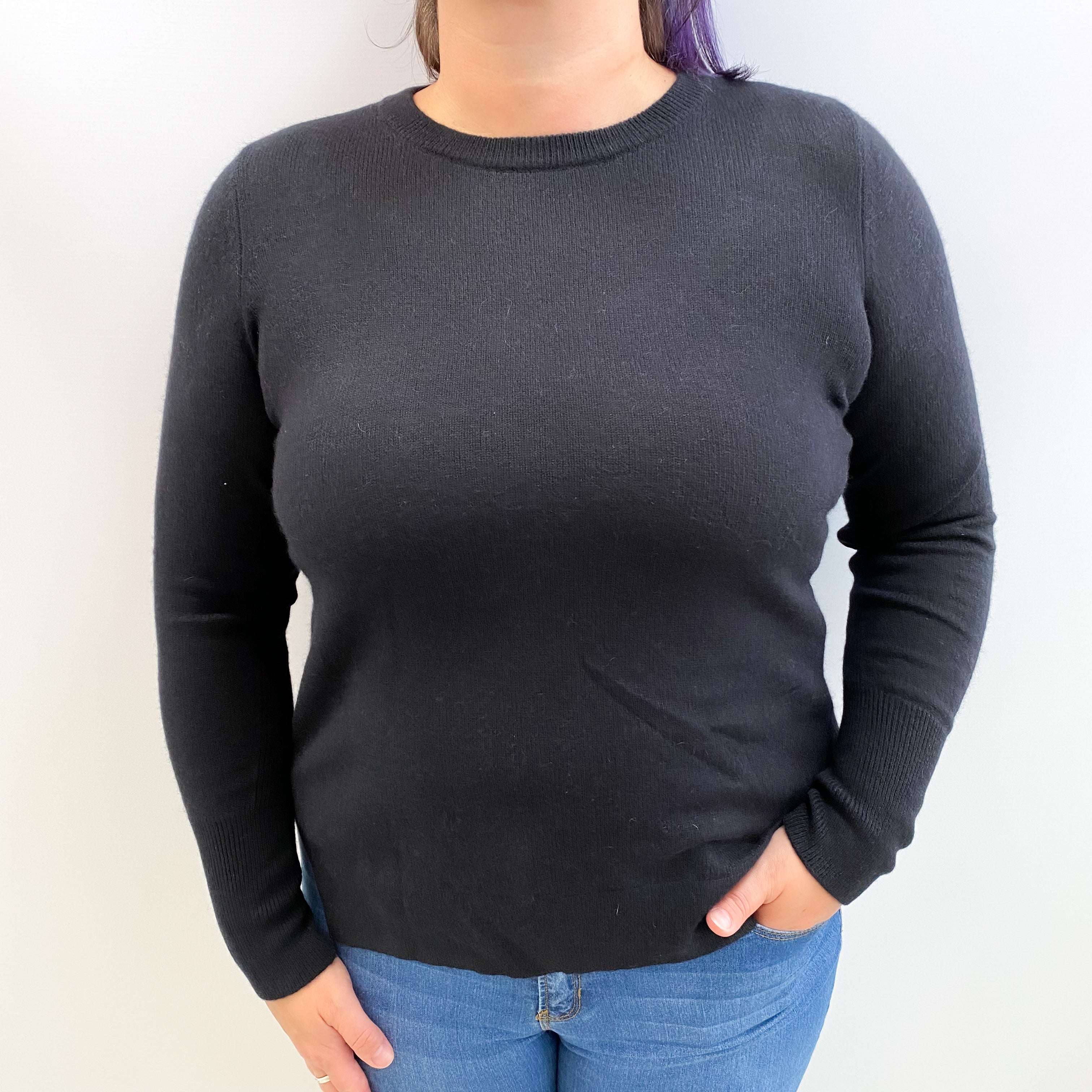 Black Cashmere Crew Neck Jumper Large