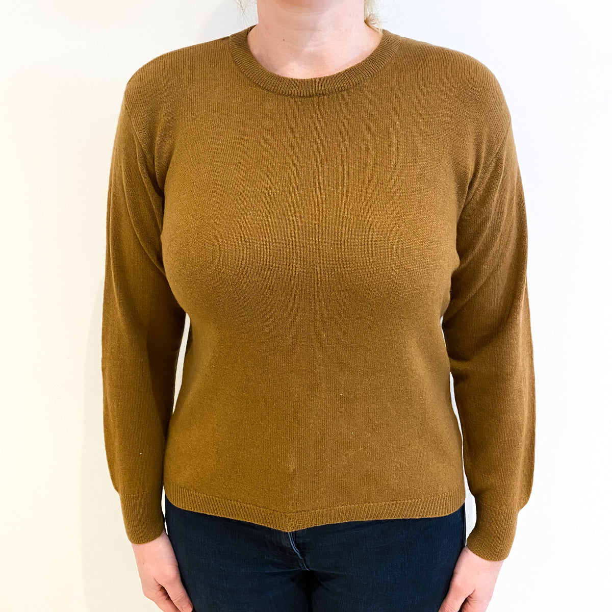 Cinnamon Brown Cashmere Crew Neck Jumper Large