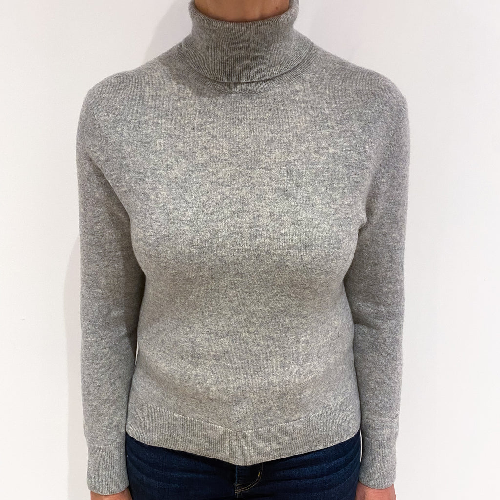 Smoke Grey Cashmere Polo Neck Jumper Medium