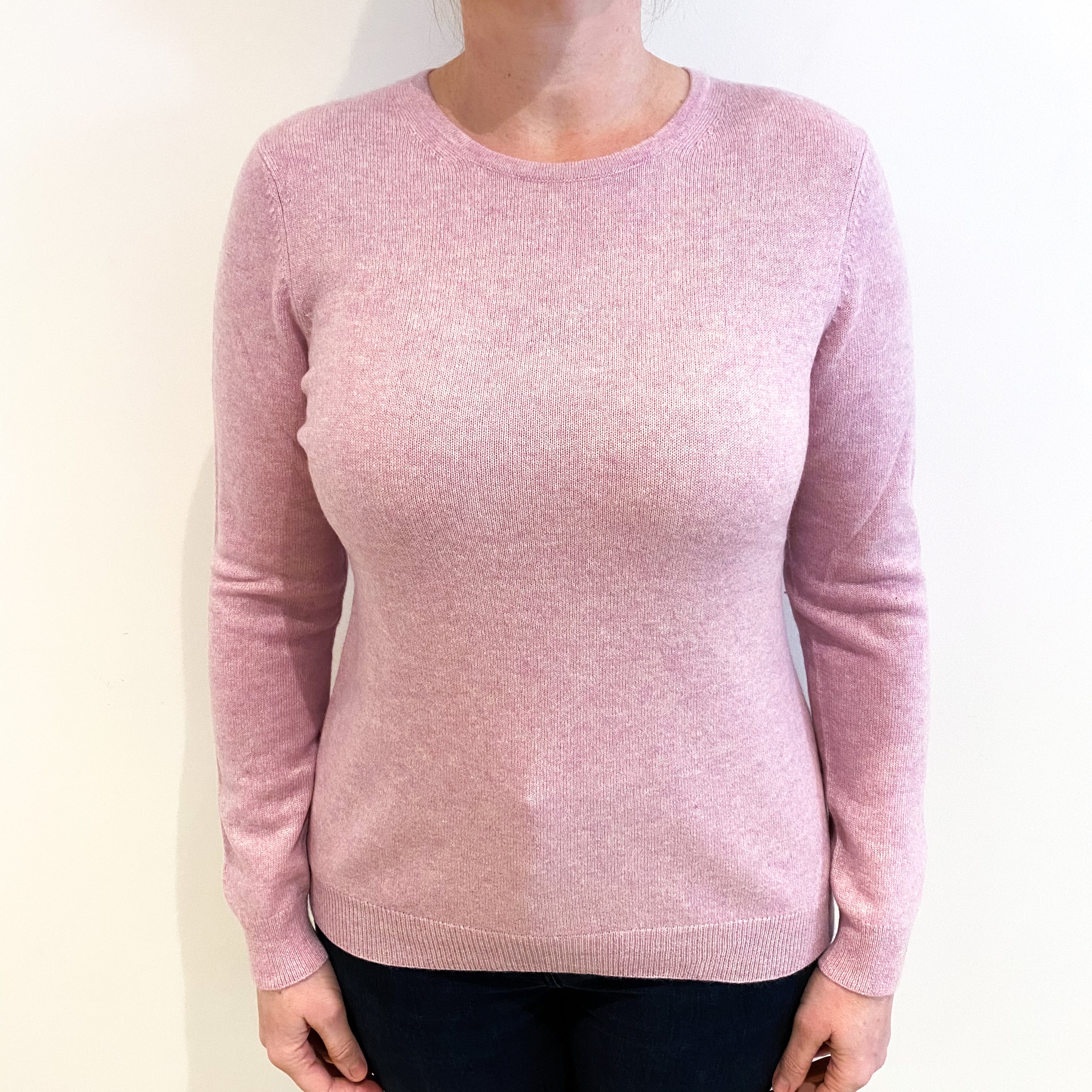 Mauve Pink Cashmere Crew Neck Jumper Large