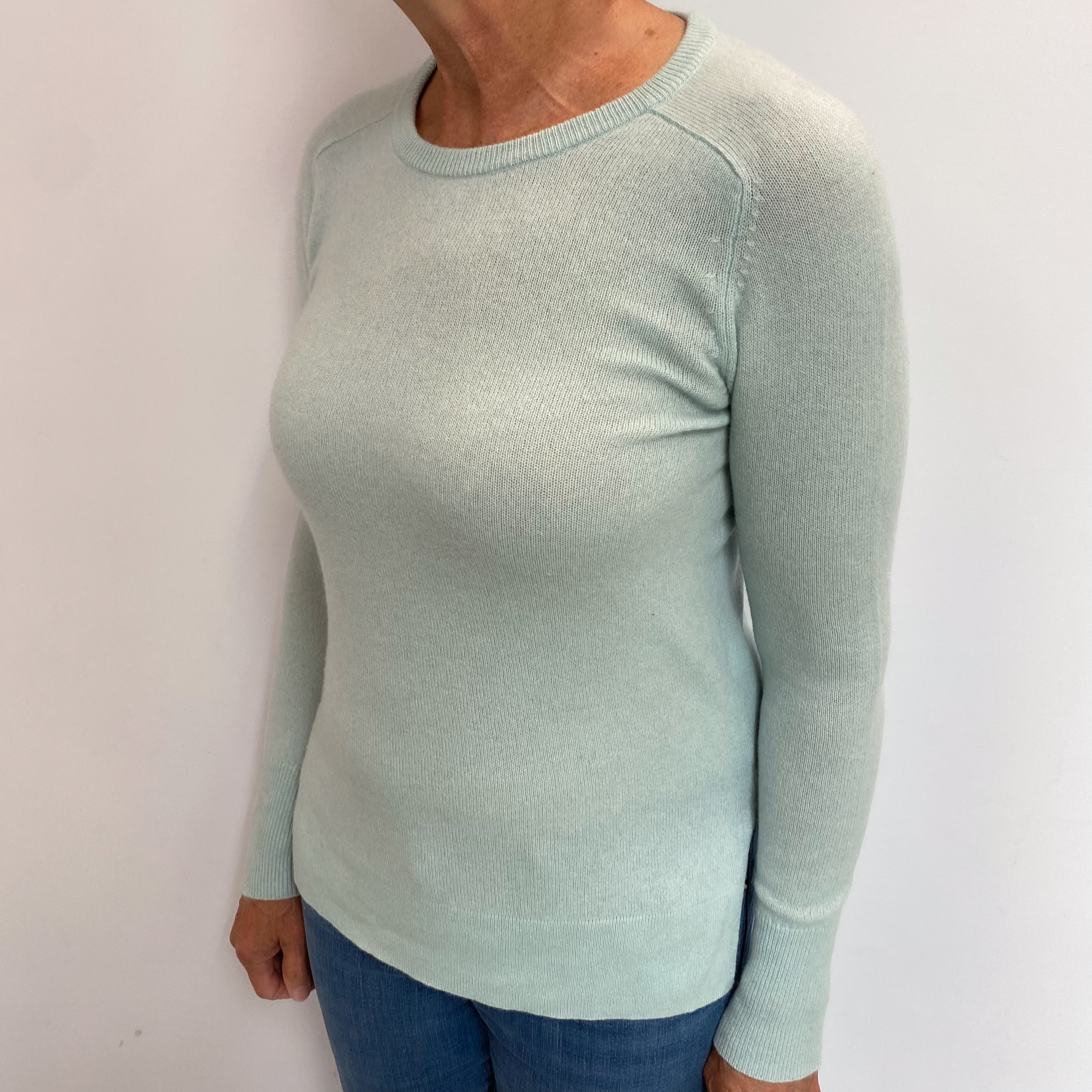 Mint Green Cashmere Crew Neck Jumper Medium