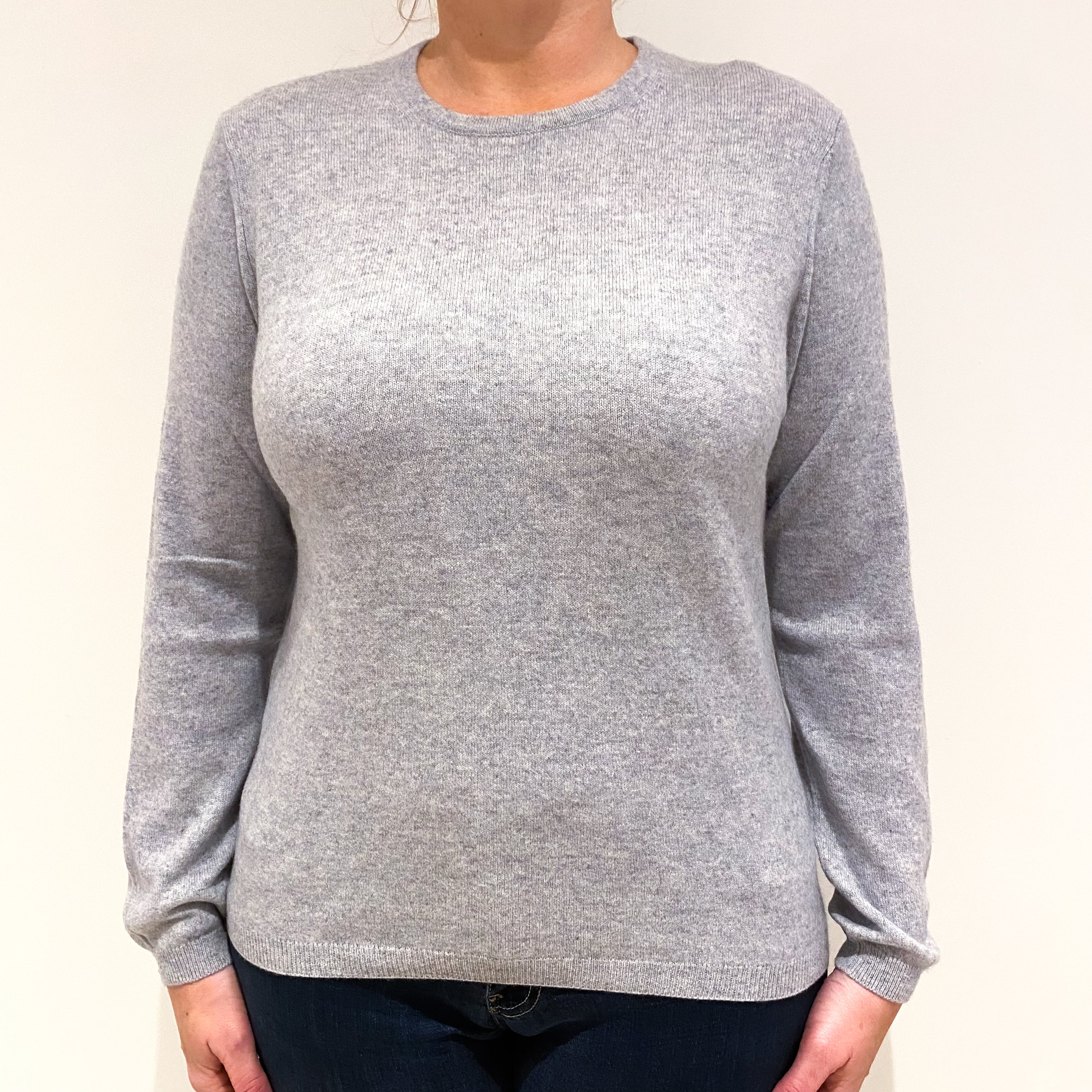 Smoke Grey Cashmere Crew Neck Jumper Large