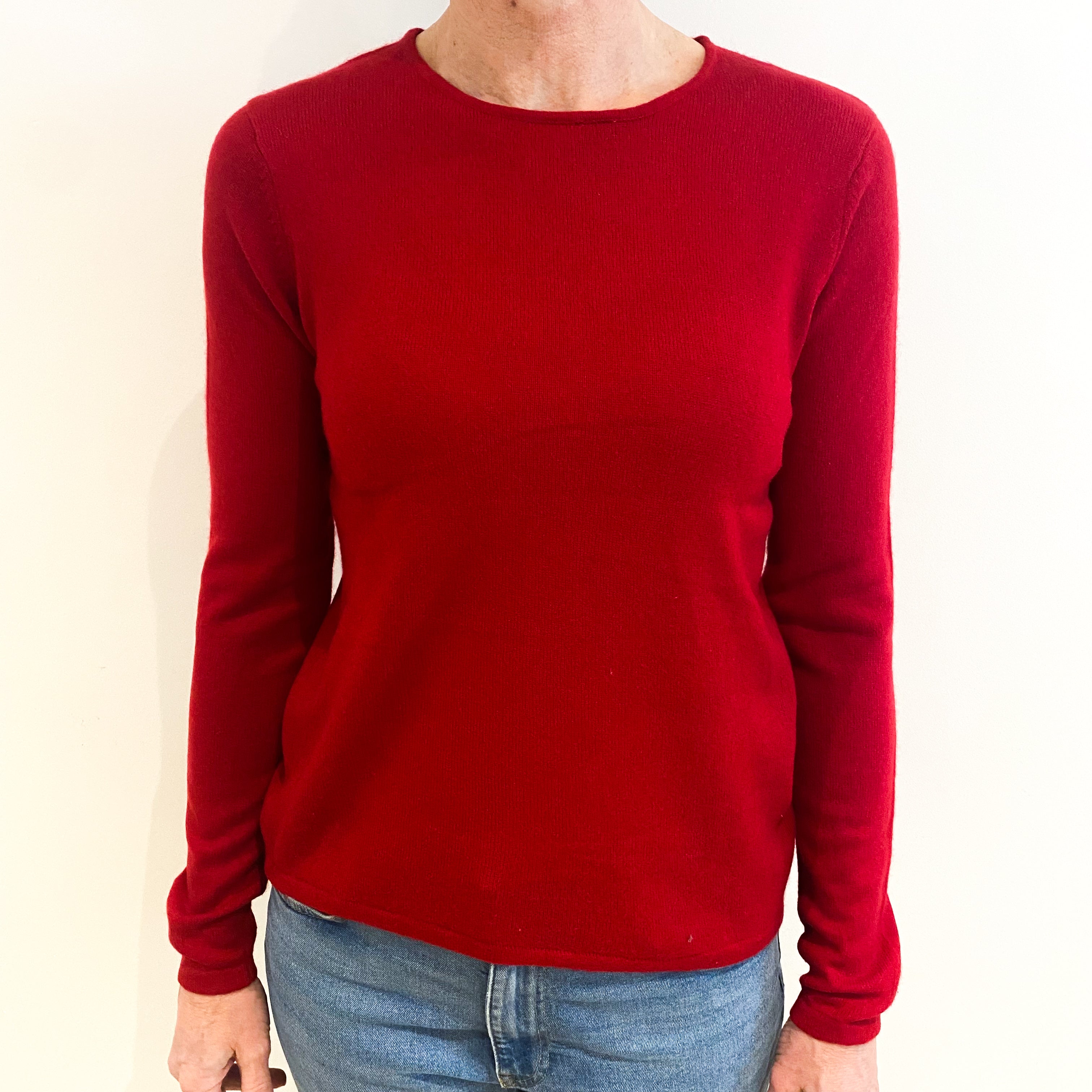 Post Box Red Cashmere Crew Neck Jumper Small