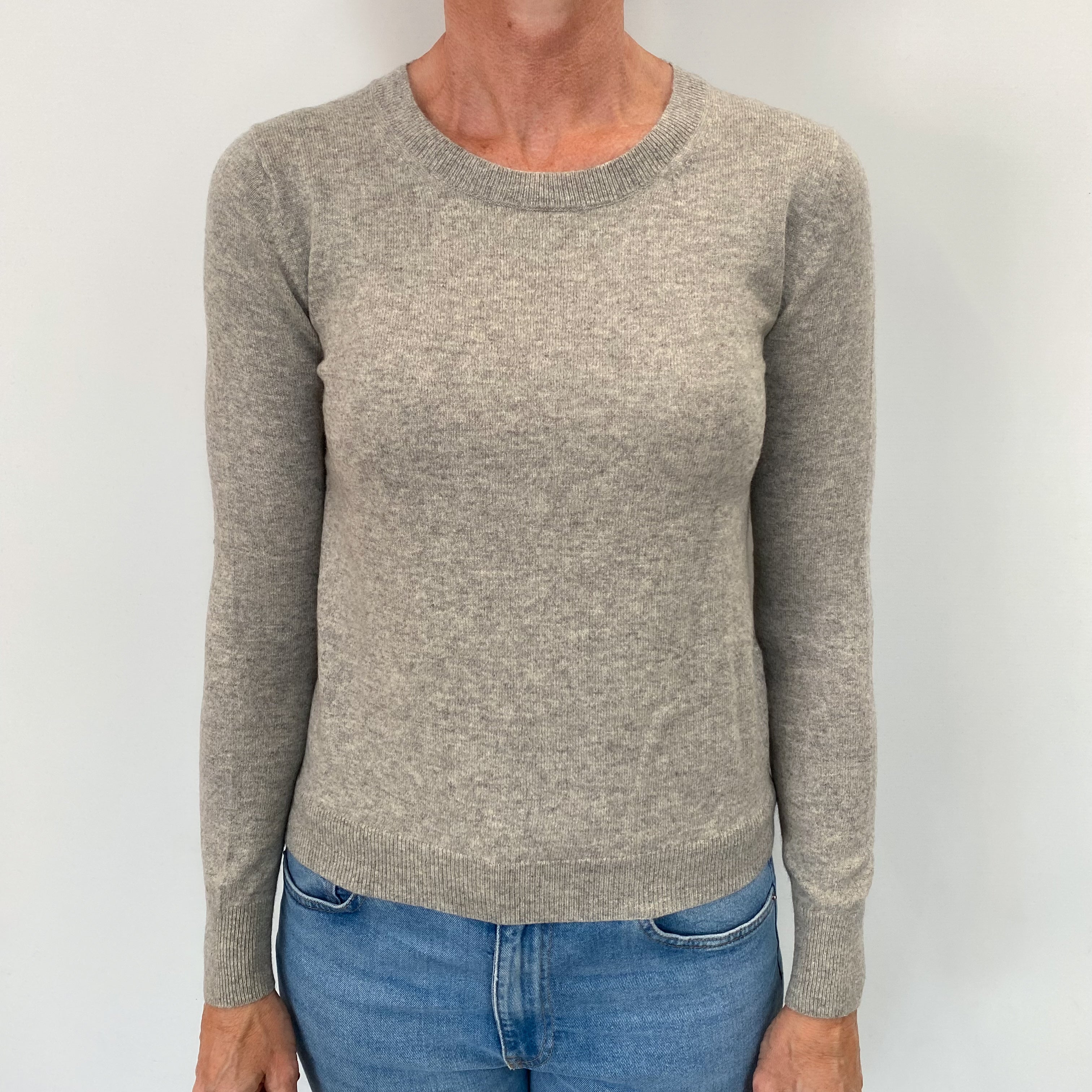 Smoke Grey Cashmere Crew Neck Jumper Small