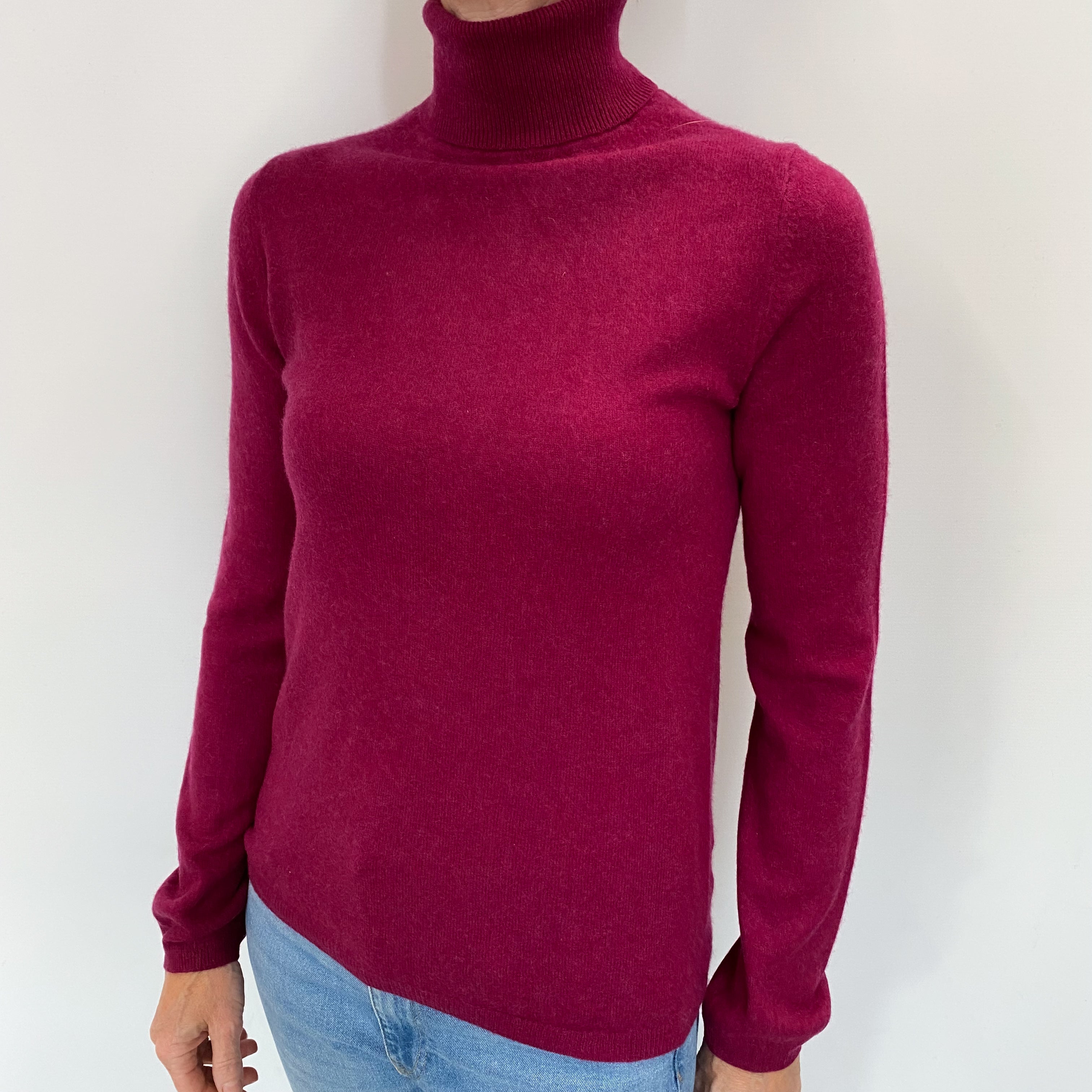Mulberry Purple Cashmere Polo Neck Jumper Small
