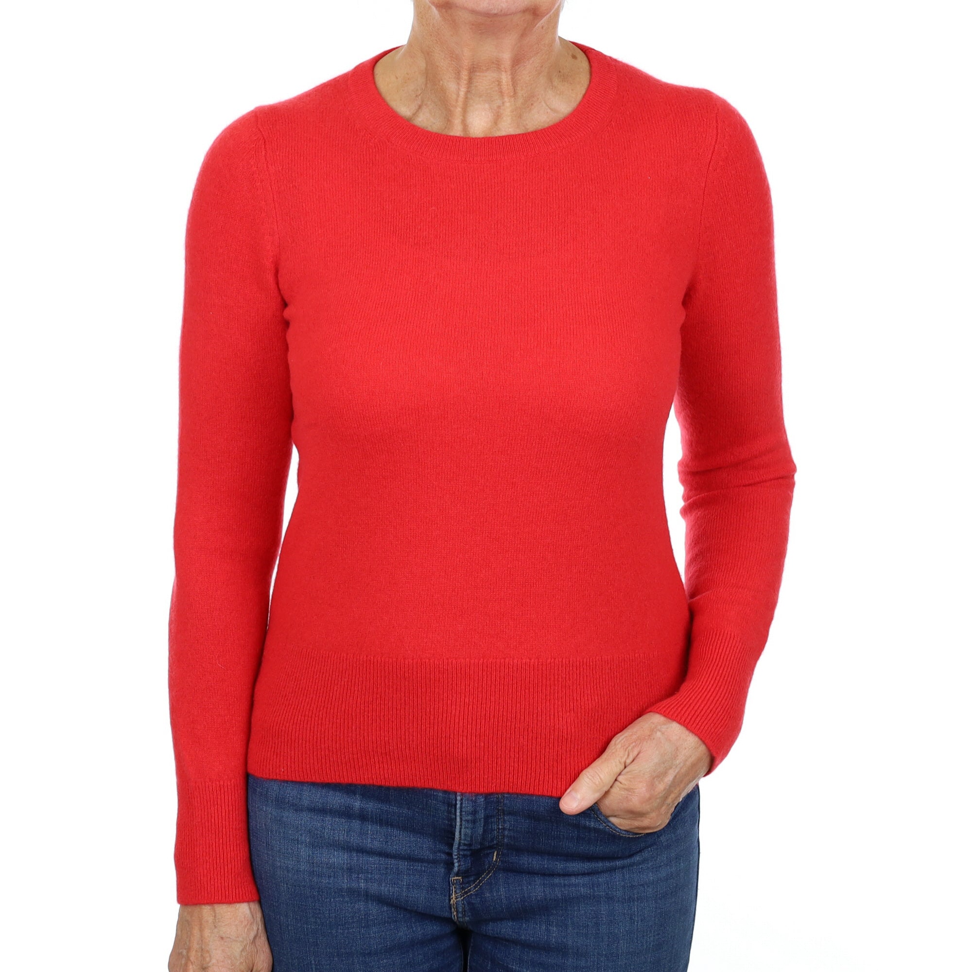 Berry Red Cashmere Crew Neck Jumper Medium
