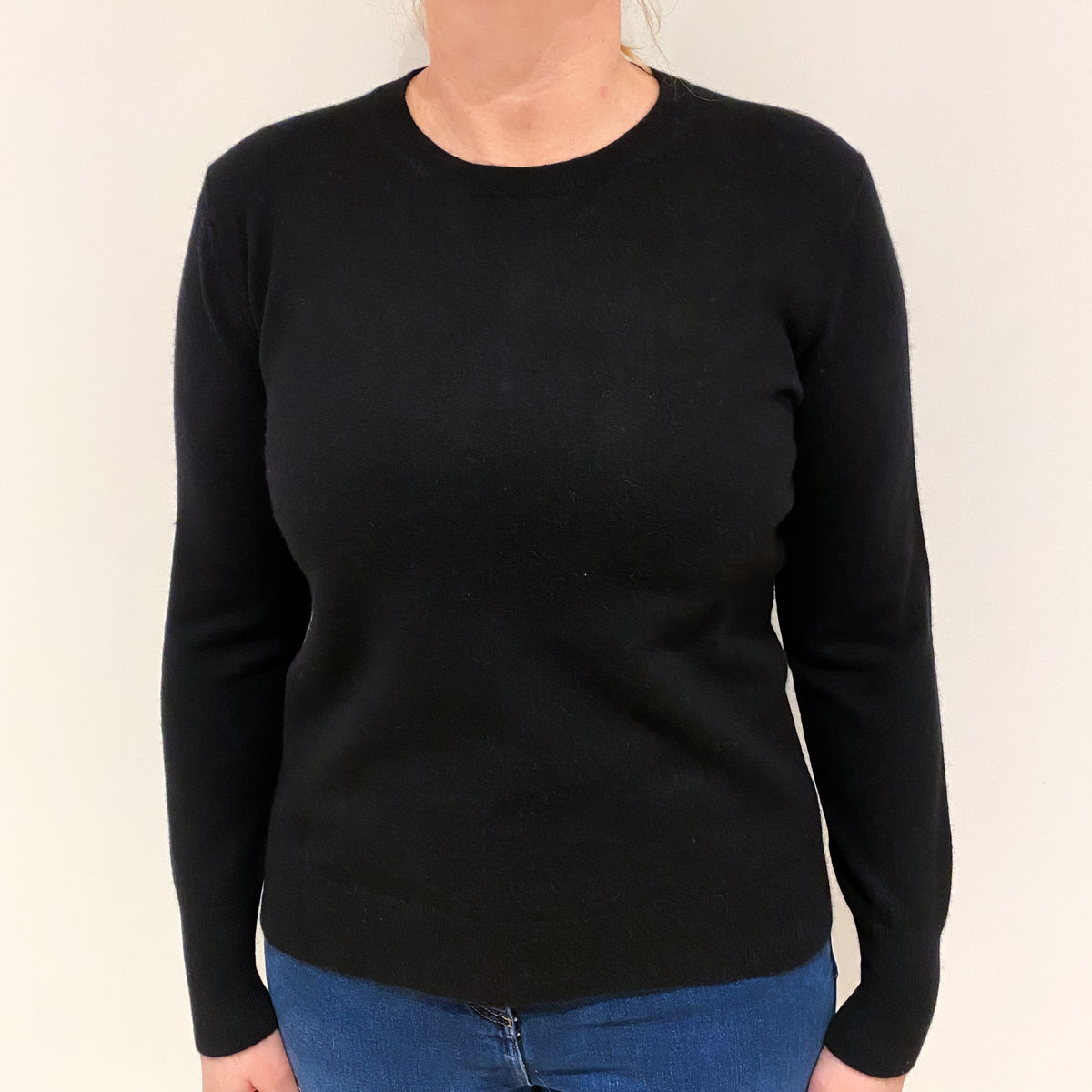 Black Cashmere Crew Neck Jumper Large