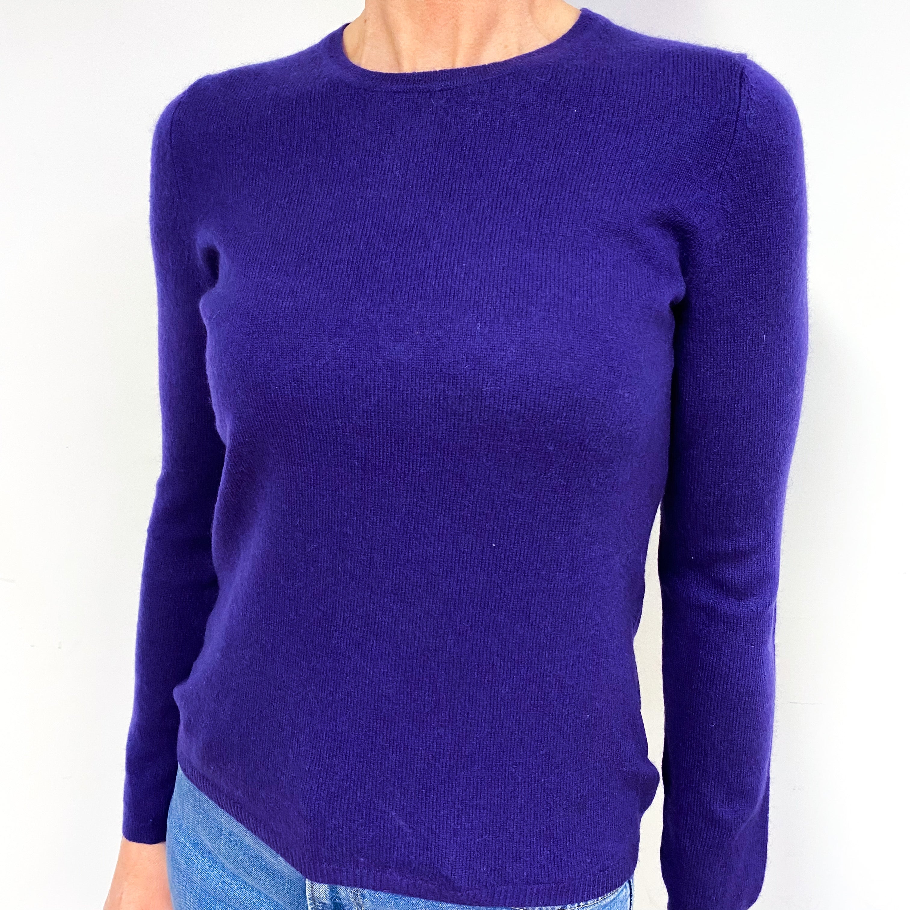 Iris Purple Cashmere Crew Neck Jumper Medium
