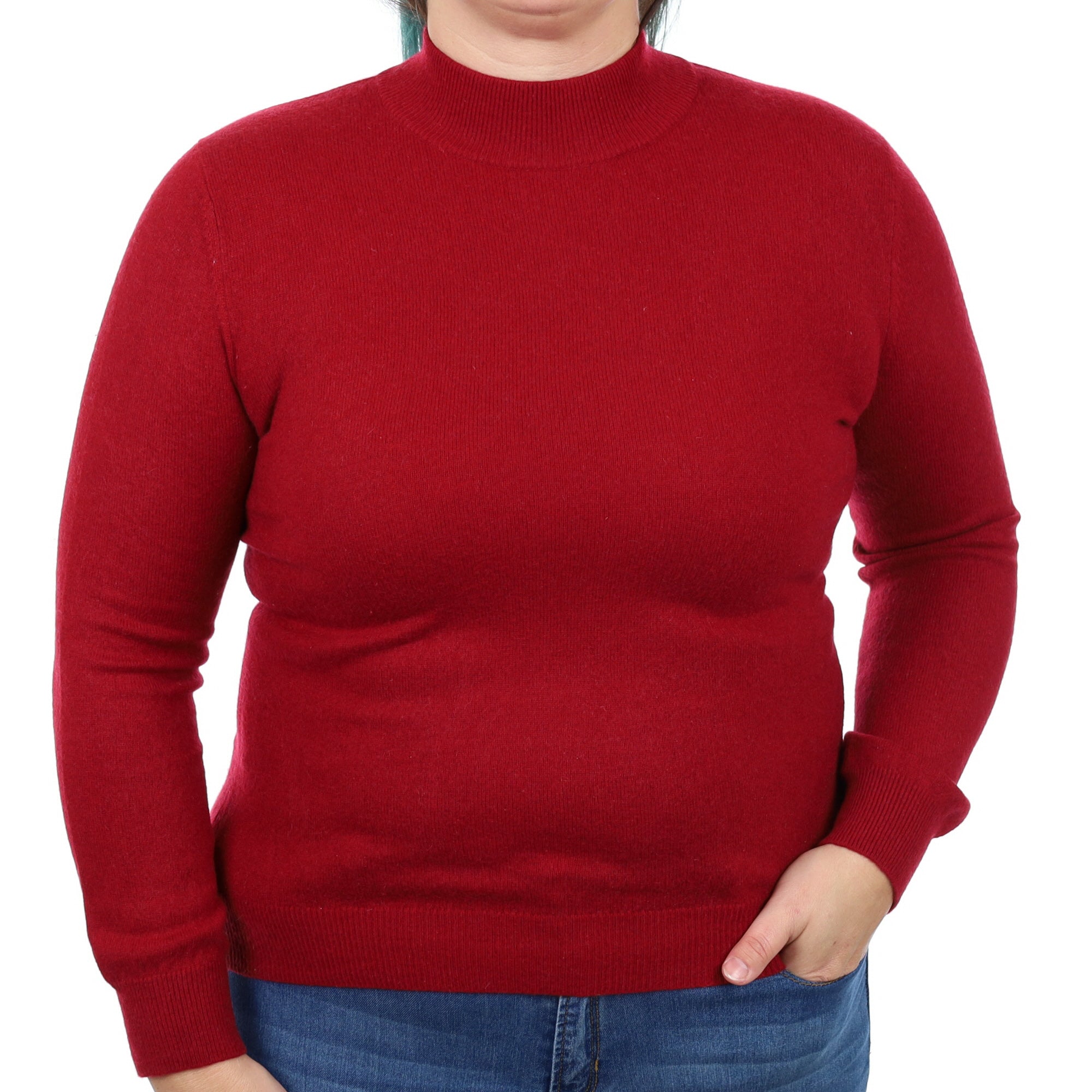 Burgundy Red Cashmere Turtle Neck Jumper Large