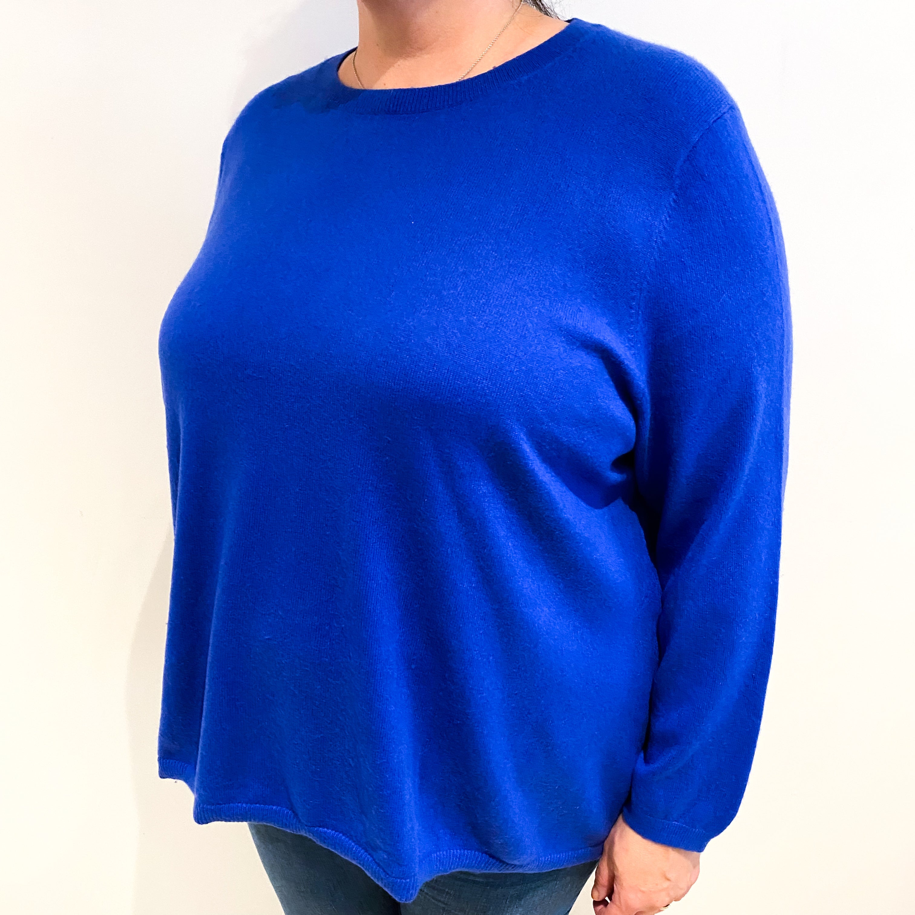Cobalt Blue Cashmere Crew Neck Jumper 3XL