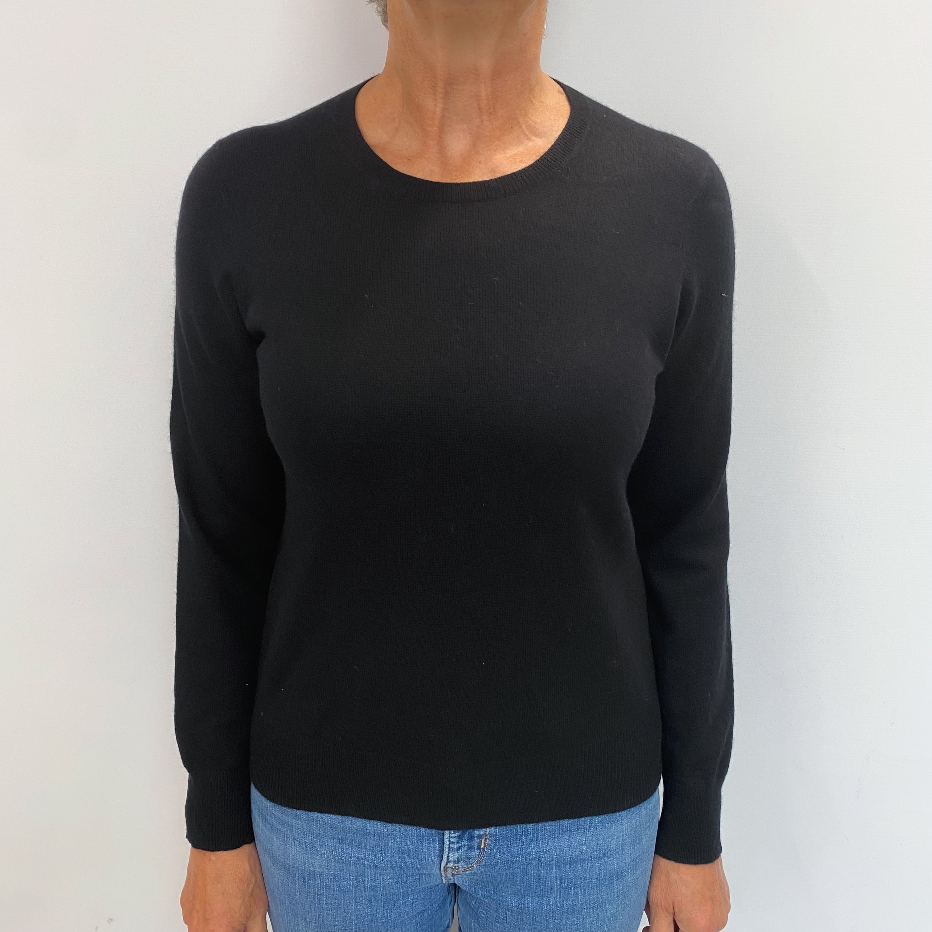 Black Cashmere Crew Neck Jumper Medium